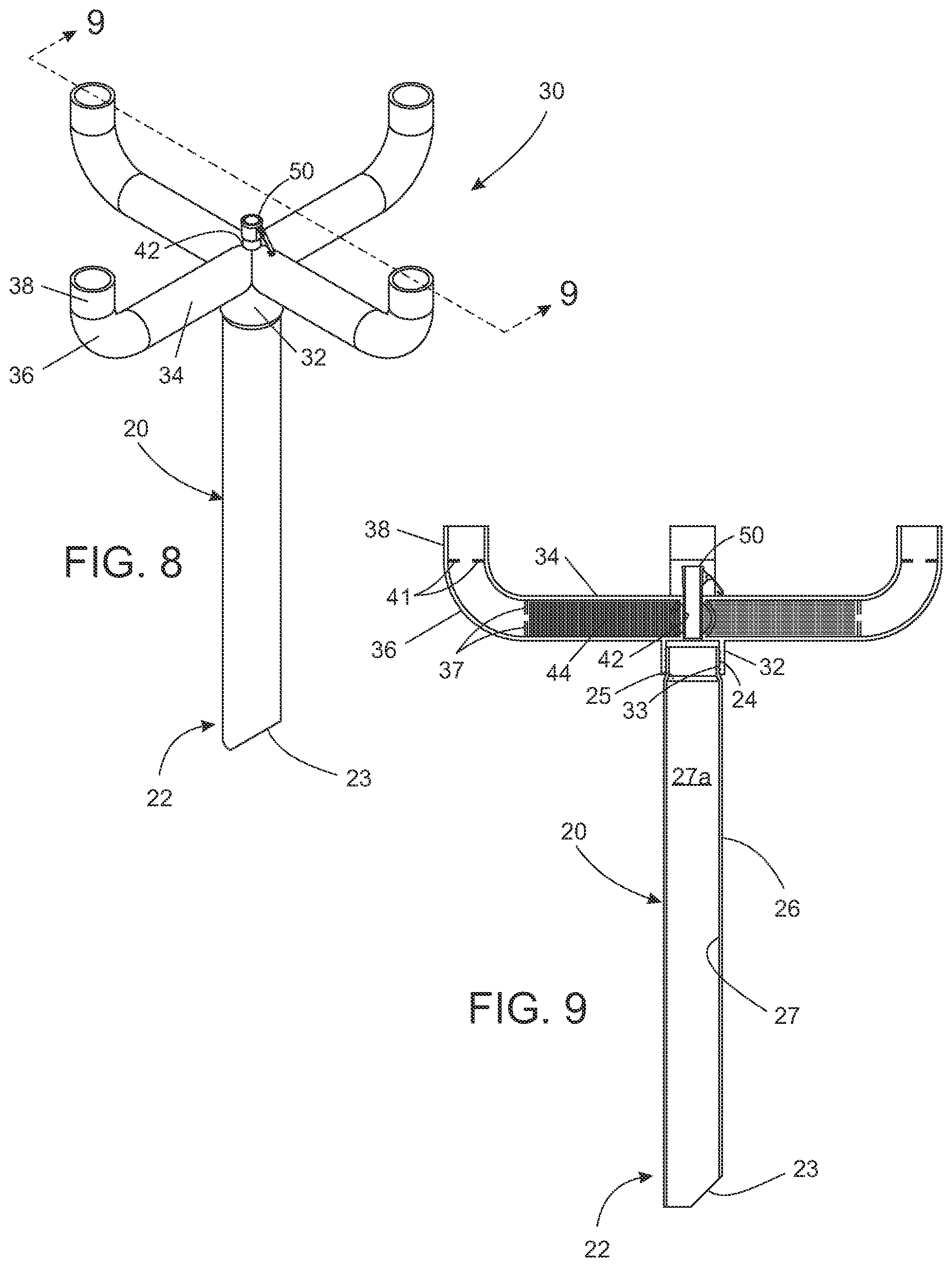 Patent US12129675 Figure 6 – Umbrella anchoring, stabilizing, and accessory holding assembly