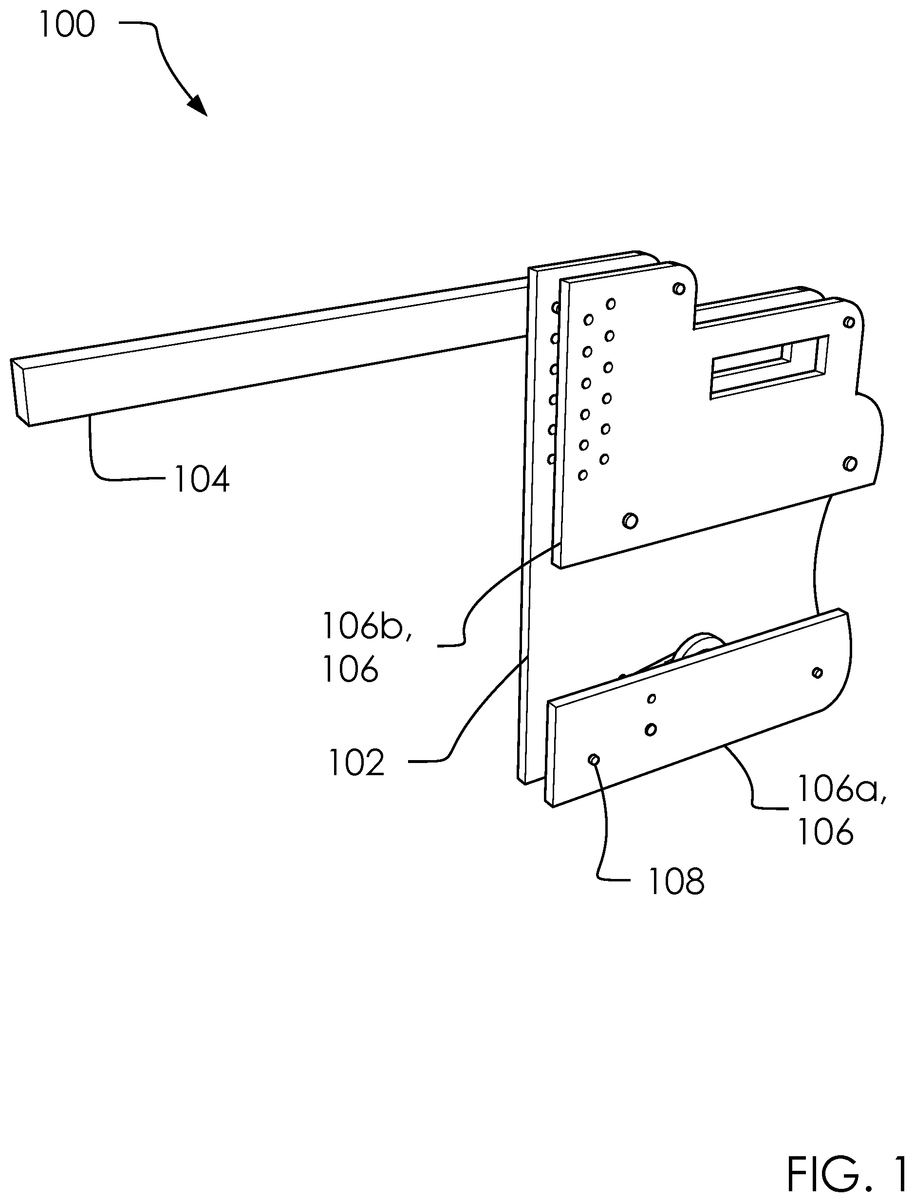 Patent US12129681 Figure 1 – Fence picket alignment tool and method of use