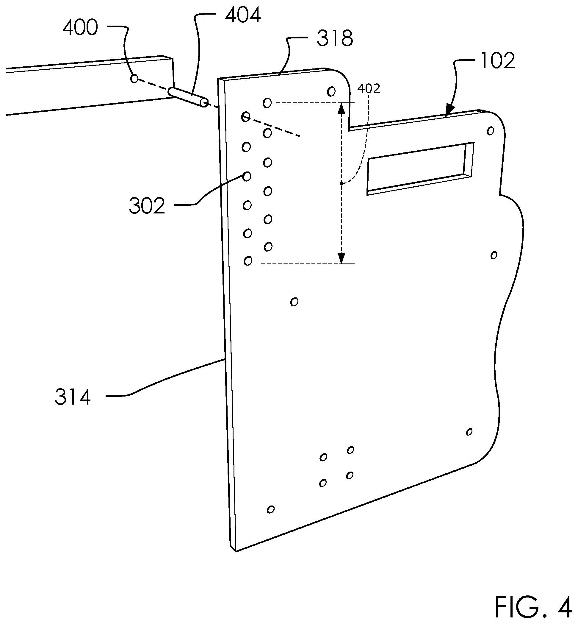Patent US12129681 Figure 4 – Fence picket alignment tool and method of use