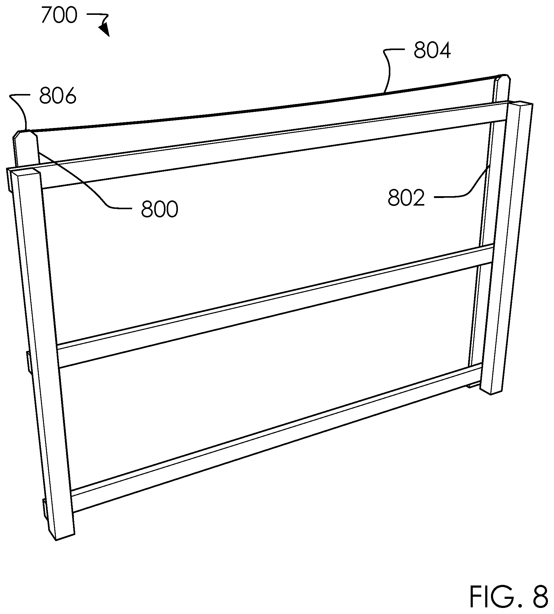 Patent US12129681 Figure 8 – Fence picket alignment tool and method of use