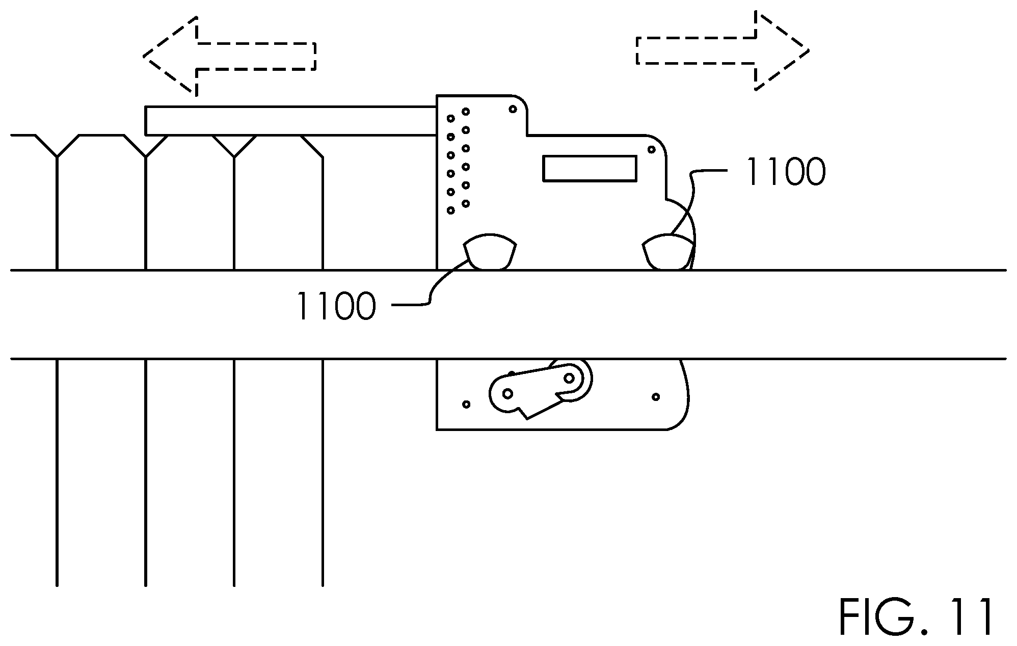 Patent US12129681 Figure 11 – Fence picket alignment tool and method of use
