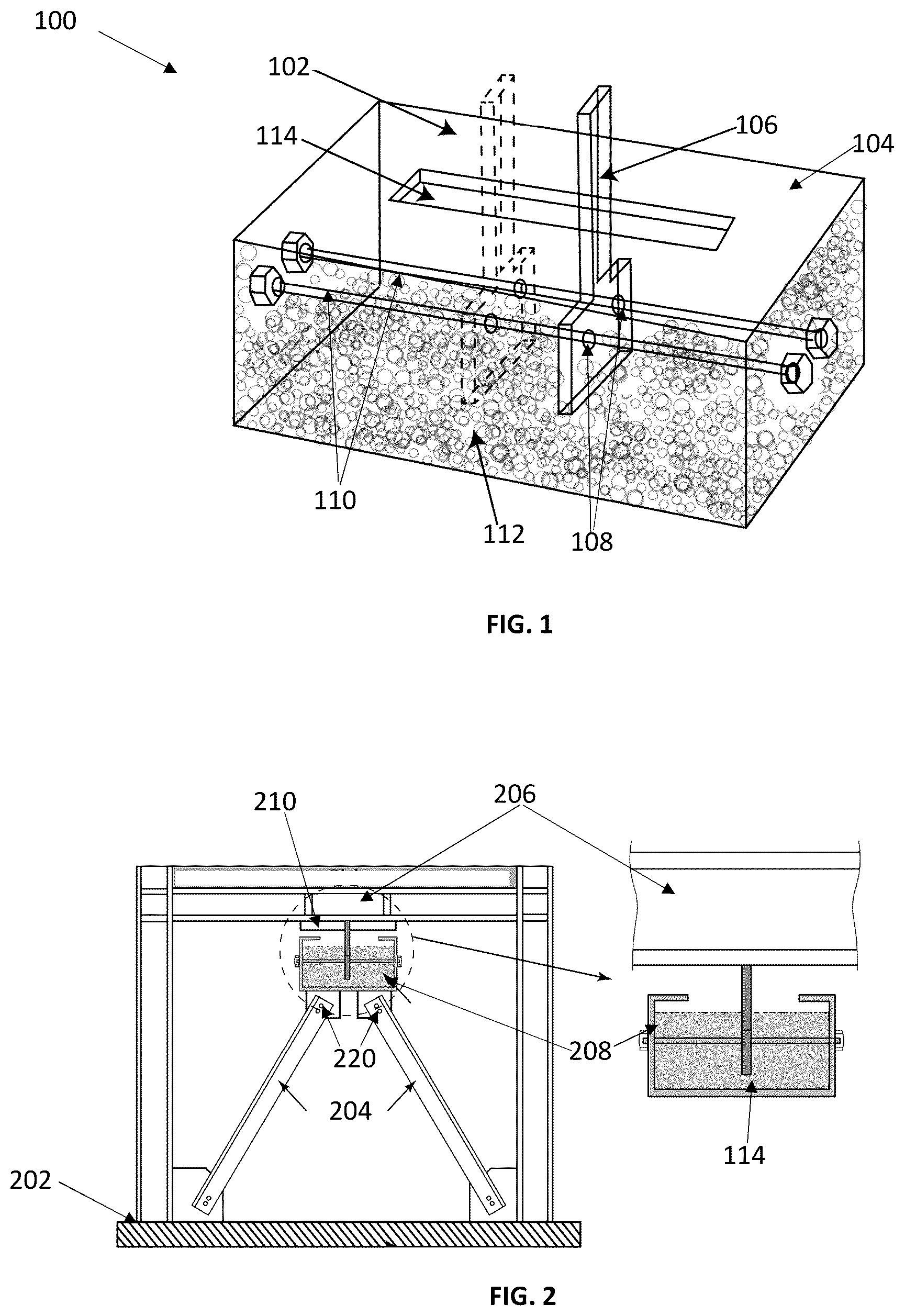 Patent US12129682 Figure 1 – Particle-based energy dissipation device for structures