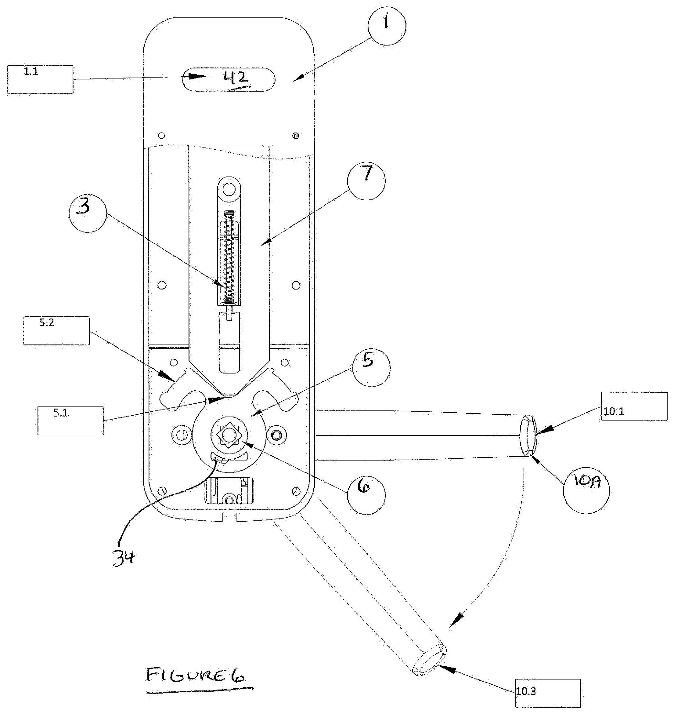 Patent US12129684 Figure 6 – Indicator lock for a public service room door