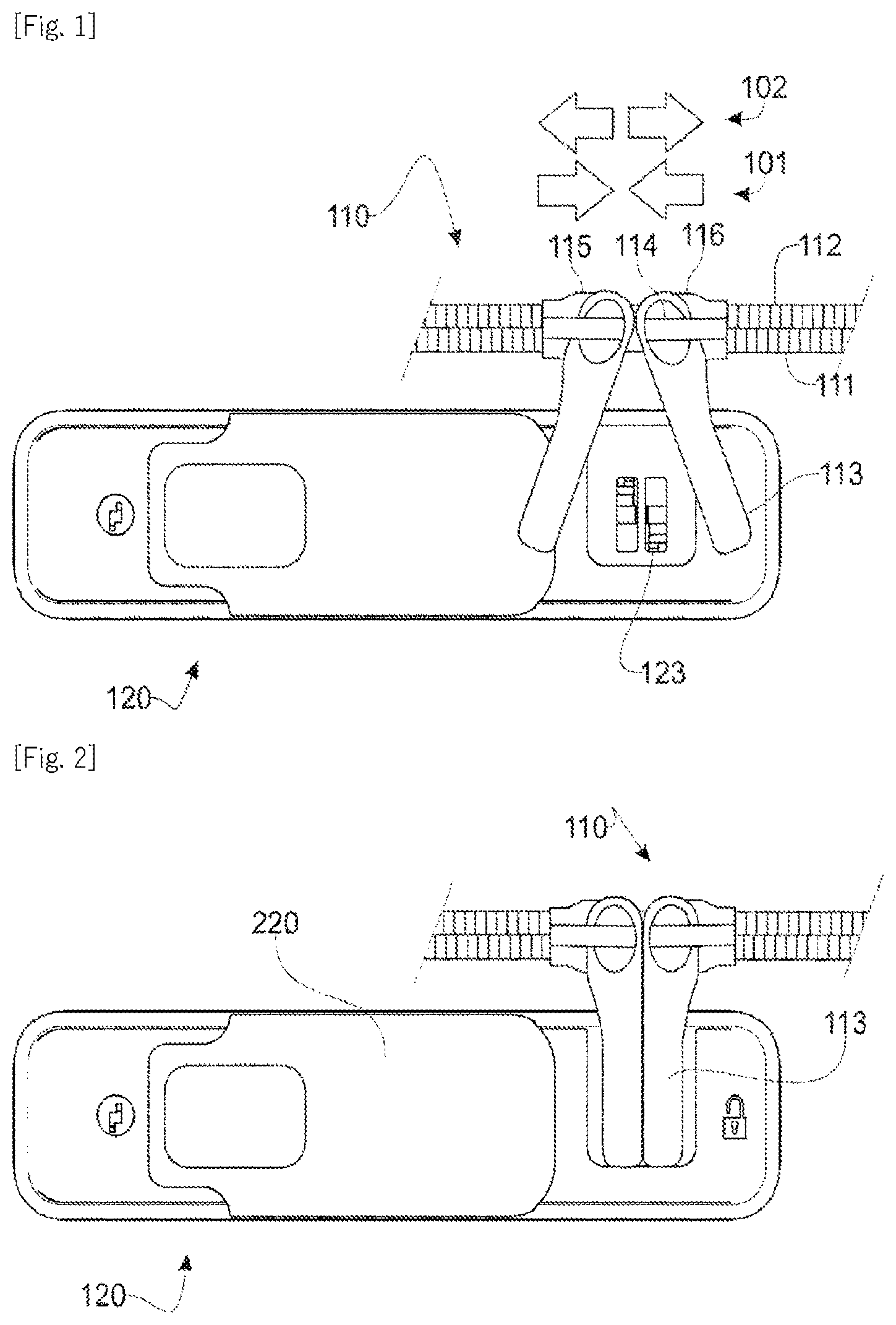 Patent US12129686 Figure 1 – Secure locking device, particularly for a piece of luggage