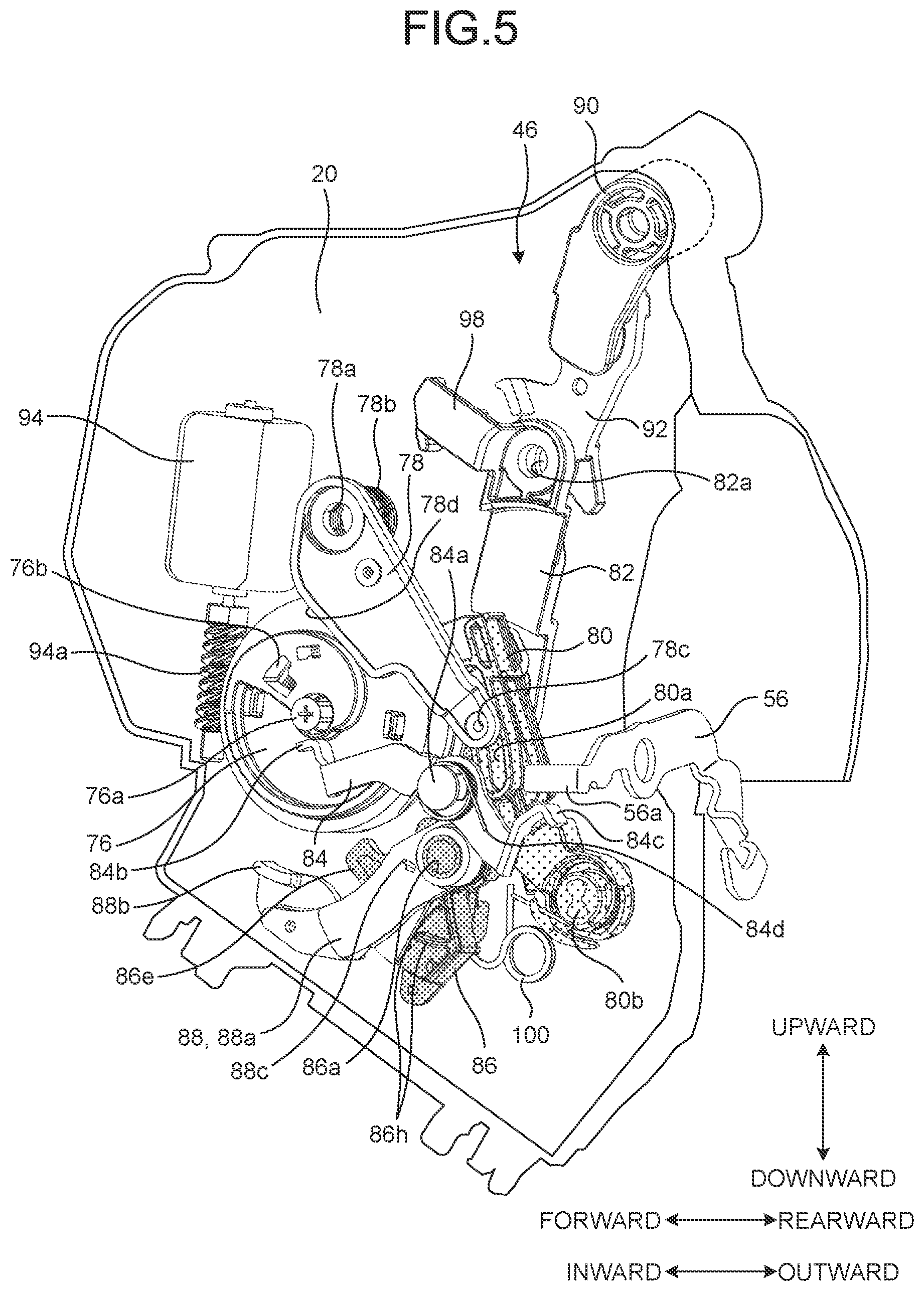 Patent US12129689 Figure 5 – Door latch device