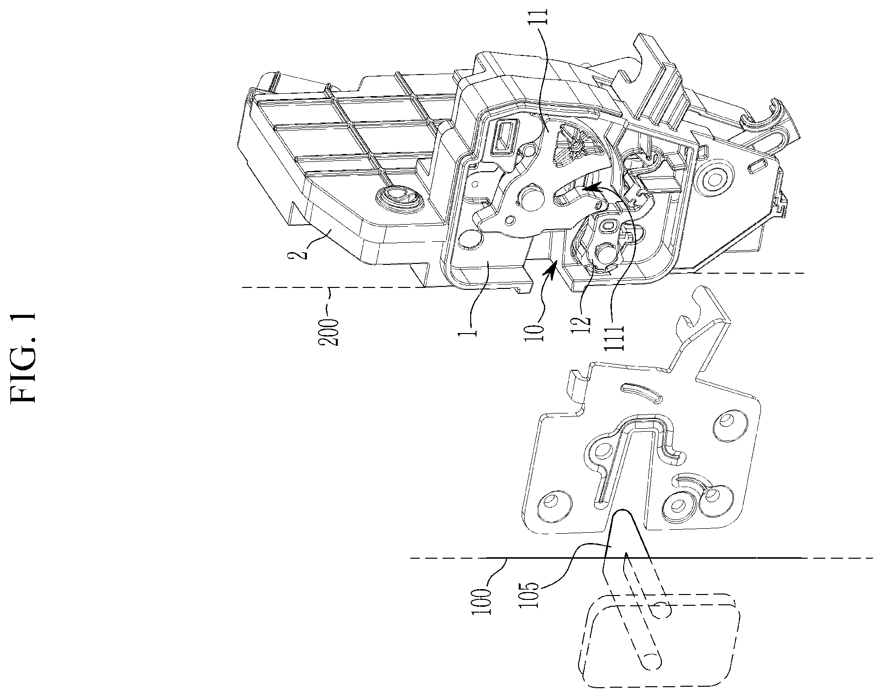 Patent US12129690 Figure 1 – Electric door latch apparatus for vehicle