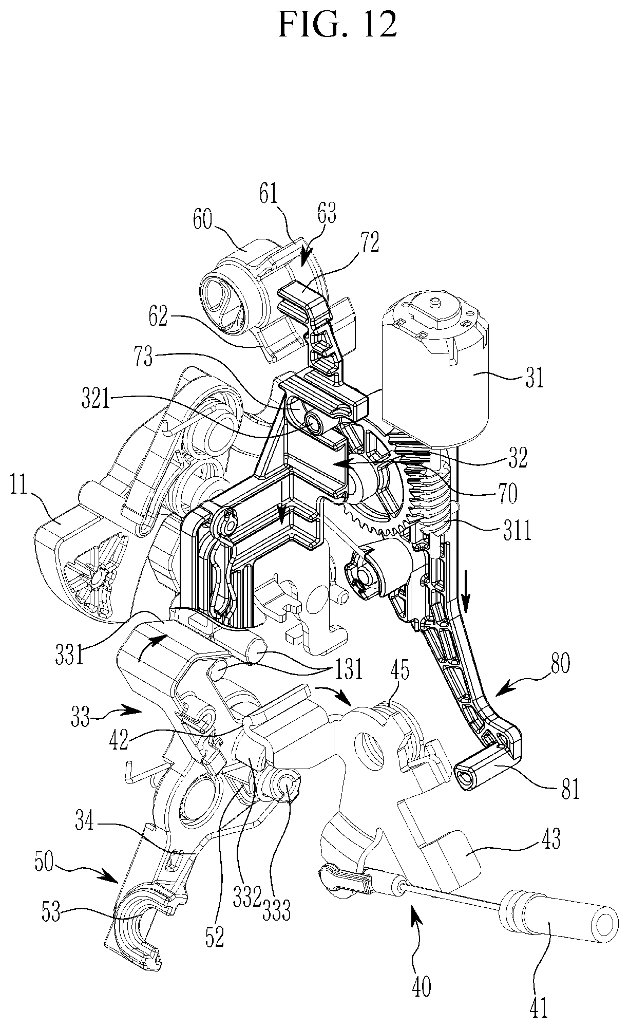 Patent US12129690 Figure 12 – Electric door latch apparatus for vehicle