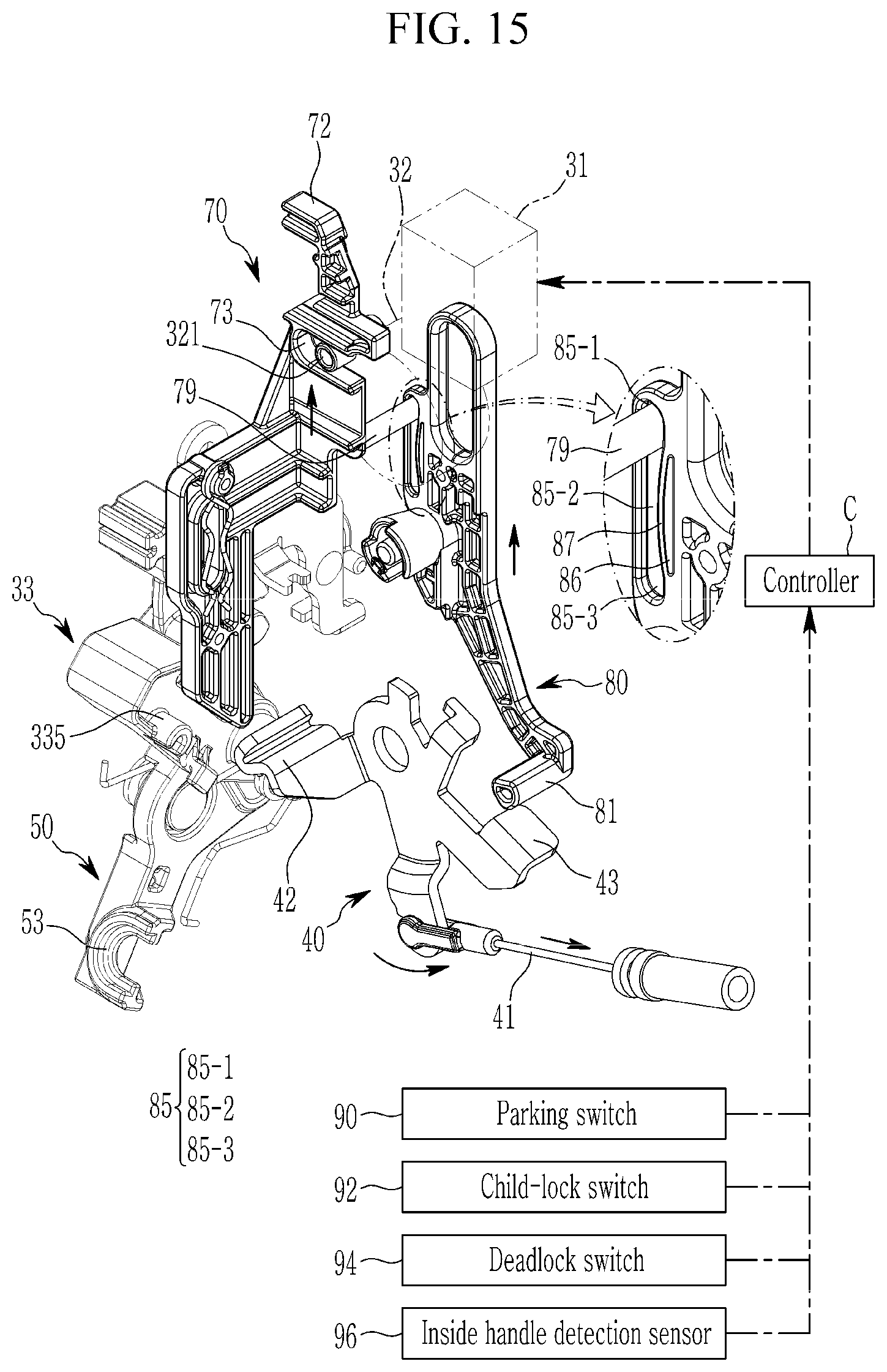 Patent US12129690 Figure 15 – Electric door latch apparatus for vehicle