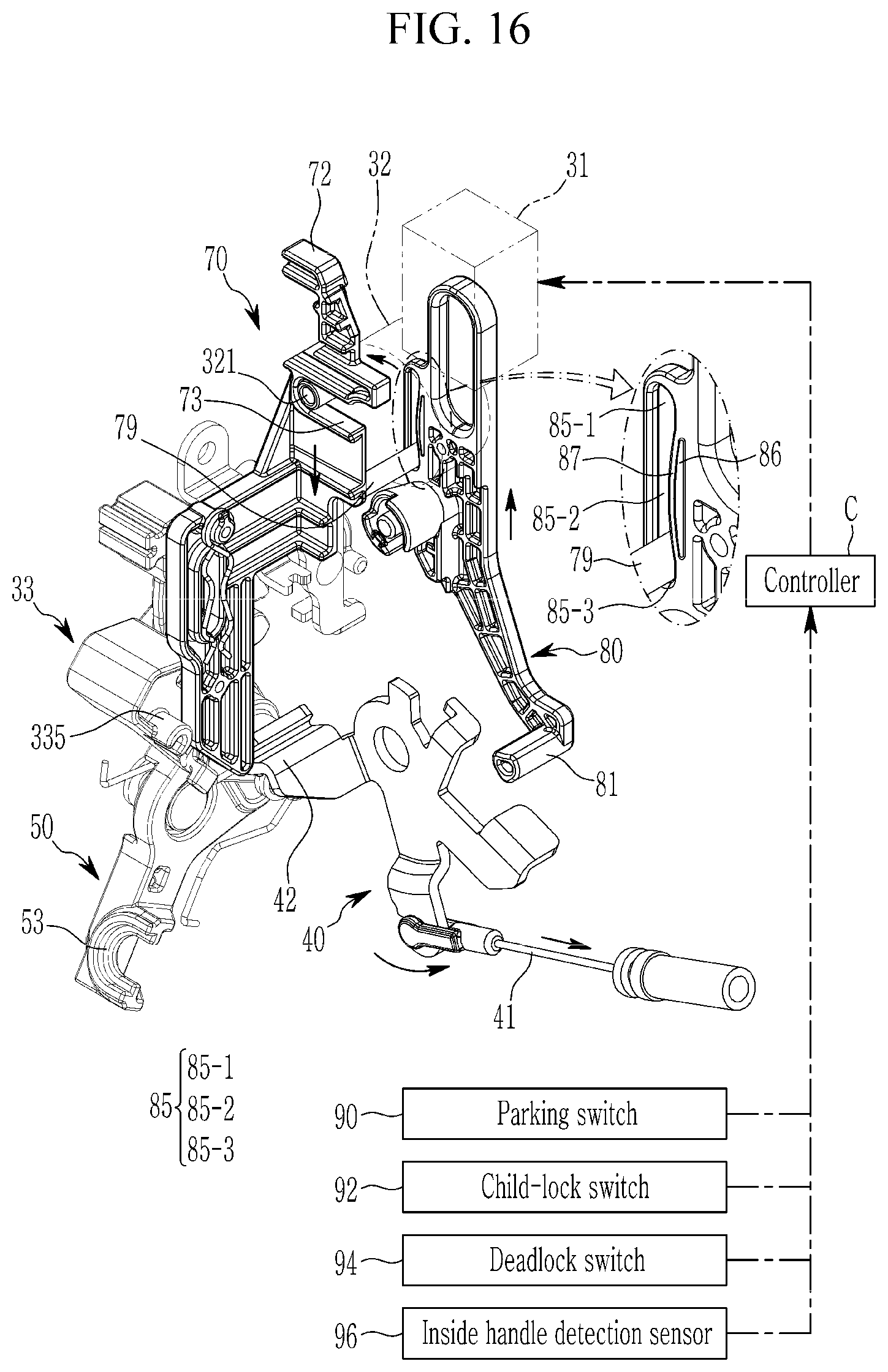 Patent US12129690 Figure 16 – Electric door latch apparatus for vehicle
