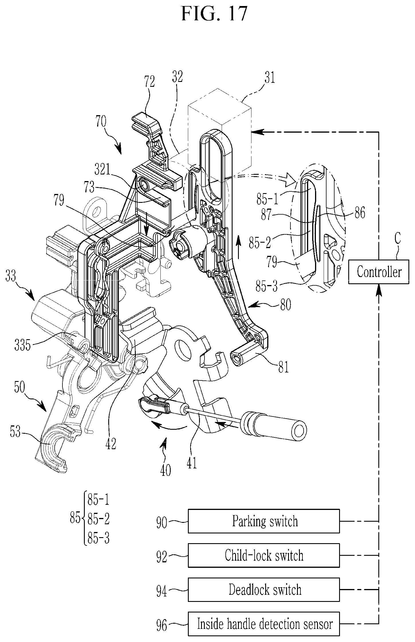 Patent US12129690 Figure 17 – Electric door latch apparatus for vehicle