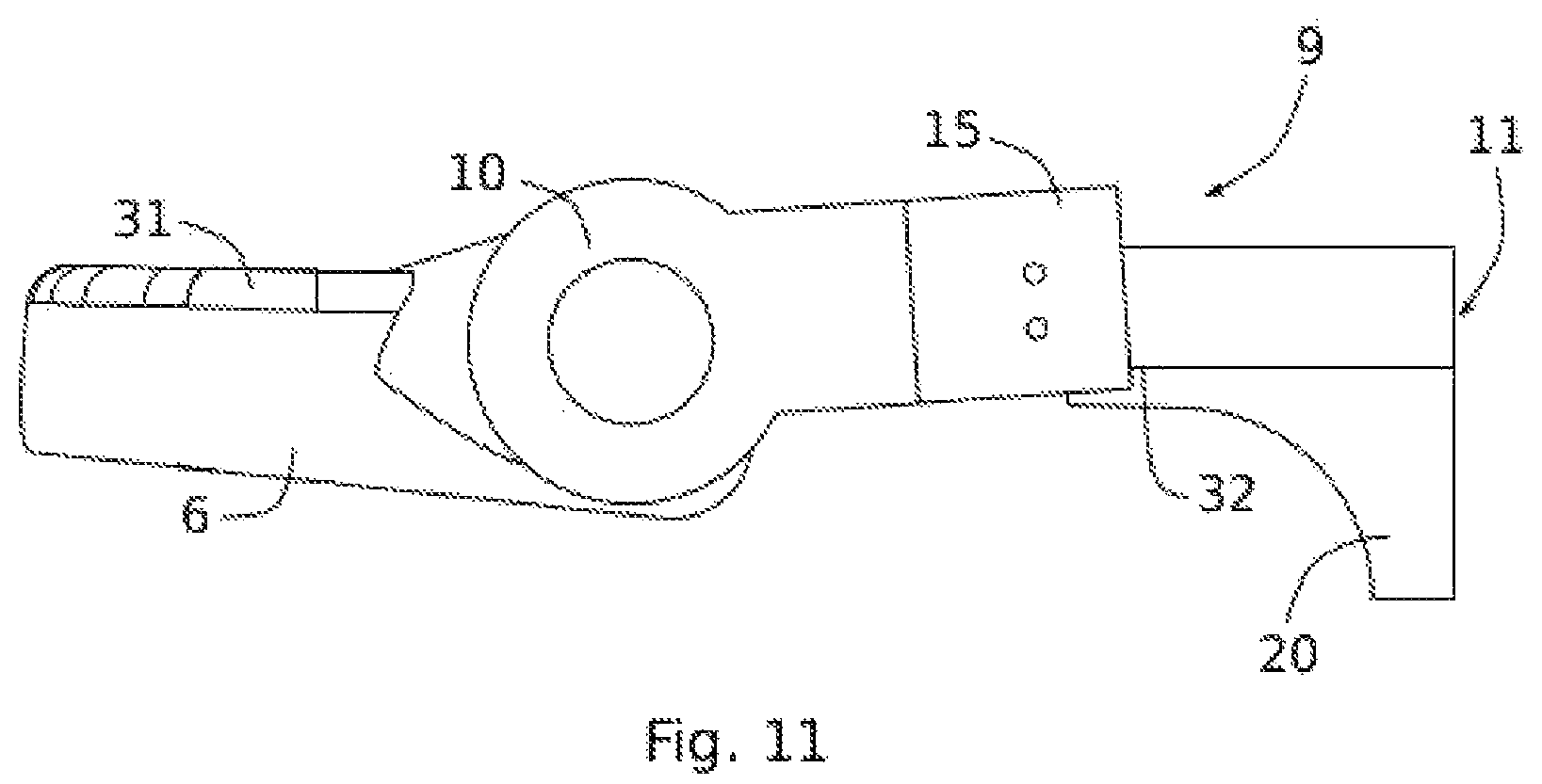Patent US12129691 Figure 11 – Emergency access device for a vehicle opening panel with rotary deployment arm