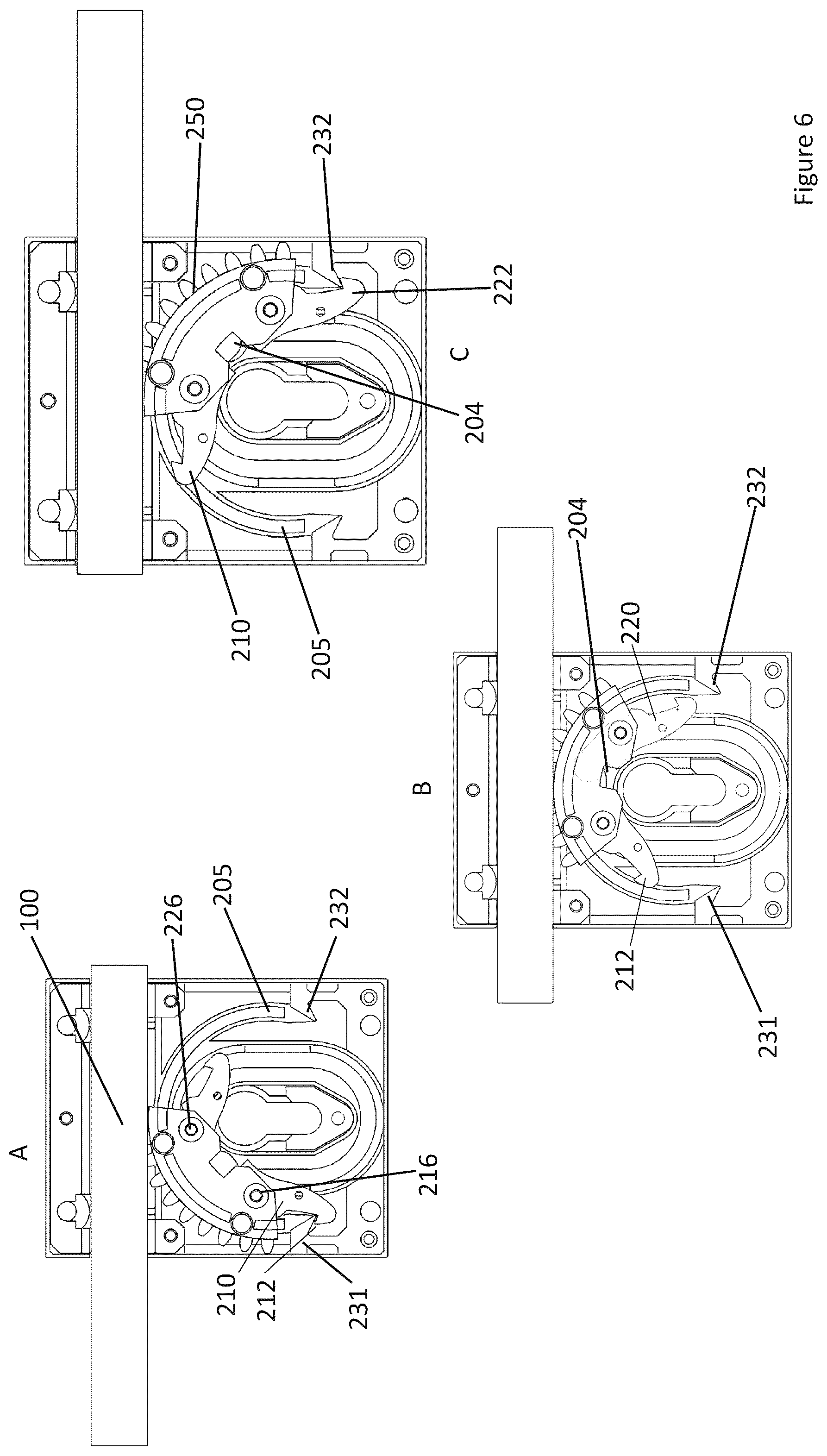 Patent US12129697 Figure 6 – Long throw lock