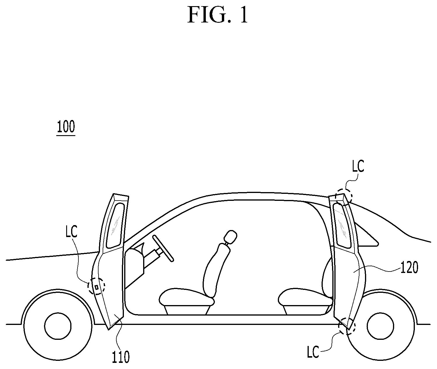 Patent US12129699 Figure 1 – Door hinge device for vehicles