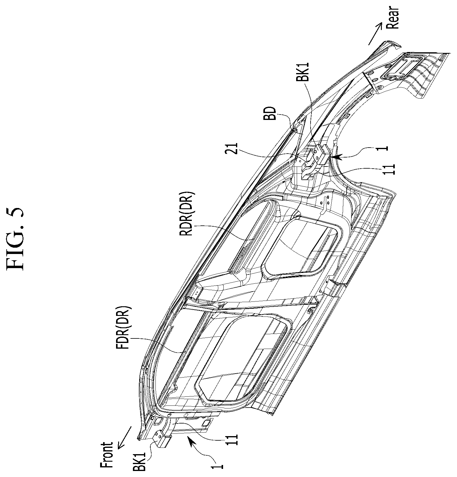 Patent US12129699 Figure 5 – Door hinge device for vehicles
