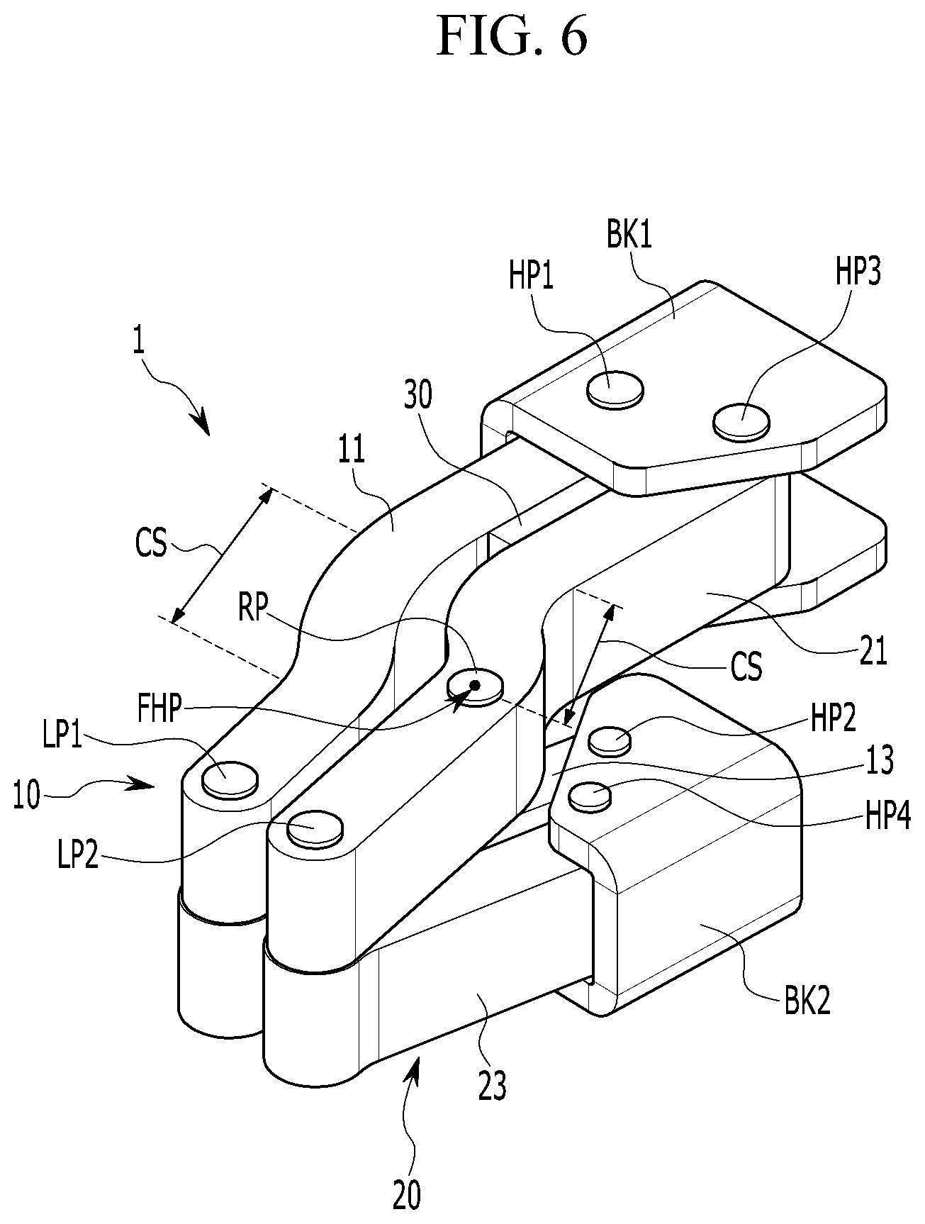 Patent US12129699 Figure 6 – Door hinge device for vehicles