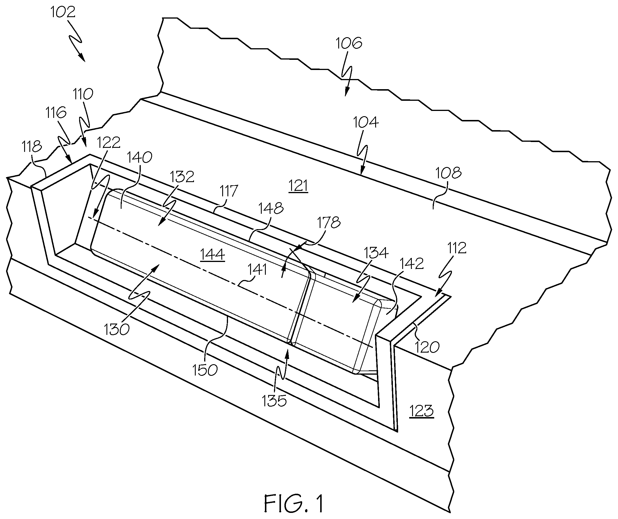 Patent US12129701 Figure 1 – Low profile crank handle assembly for fenestration unit