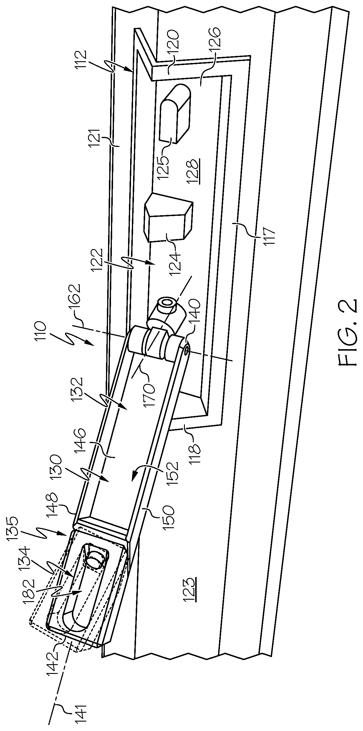 Patent US12129701 Figure 2 – Low profile crank handle assembly for fenestration unit