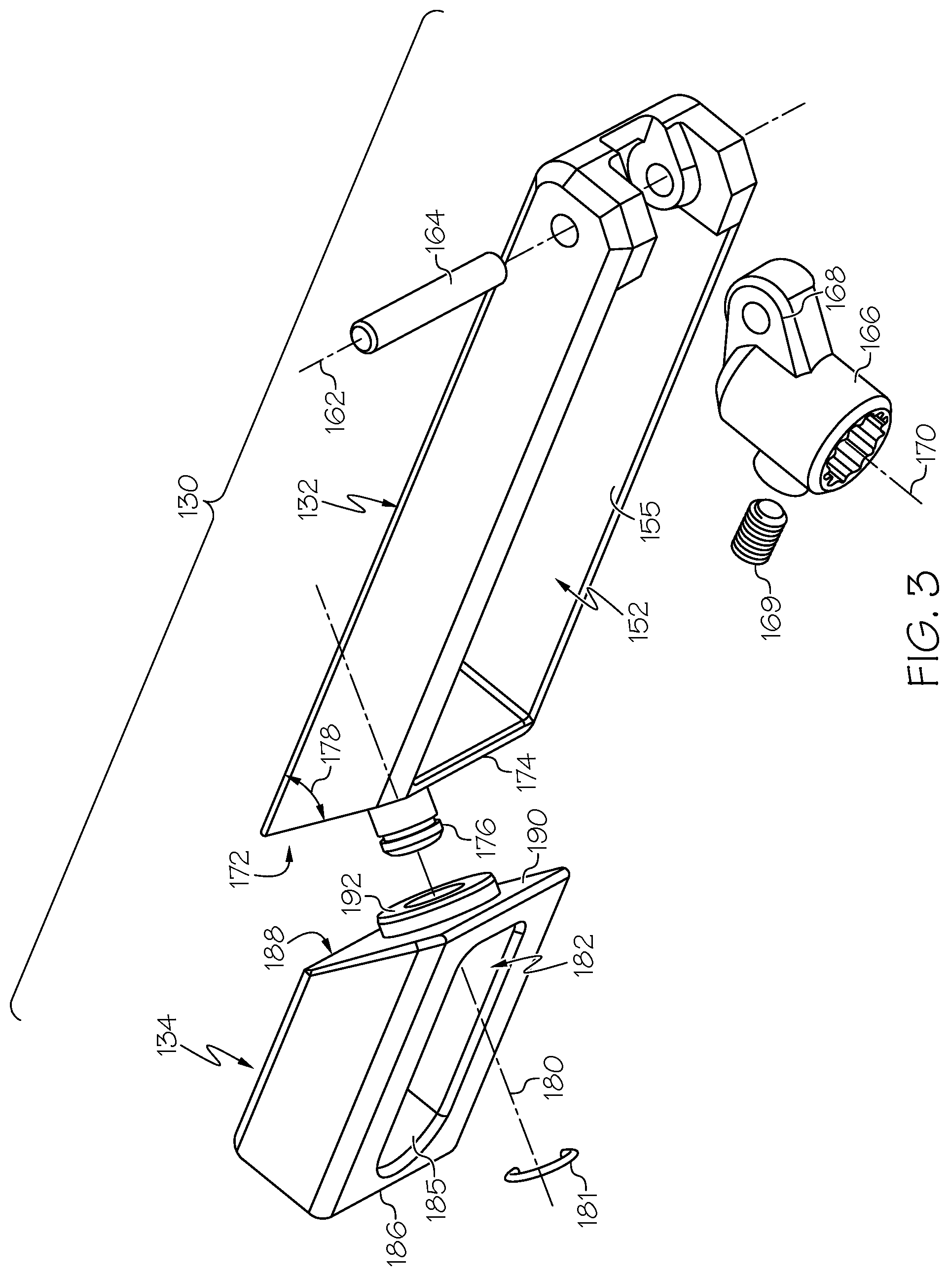 Patent US12129701 Figure 3 – Low profile crank handle assembly for fenestration unit