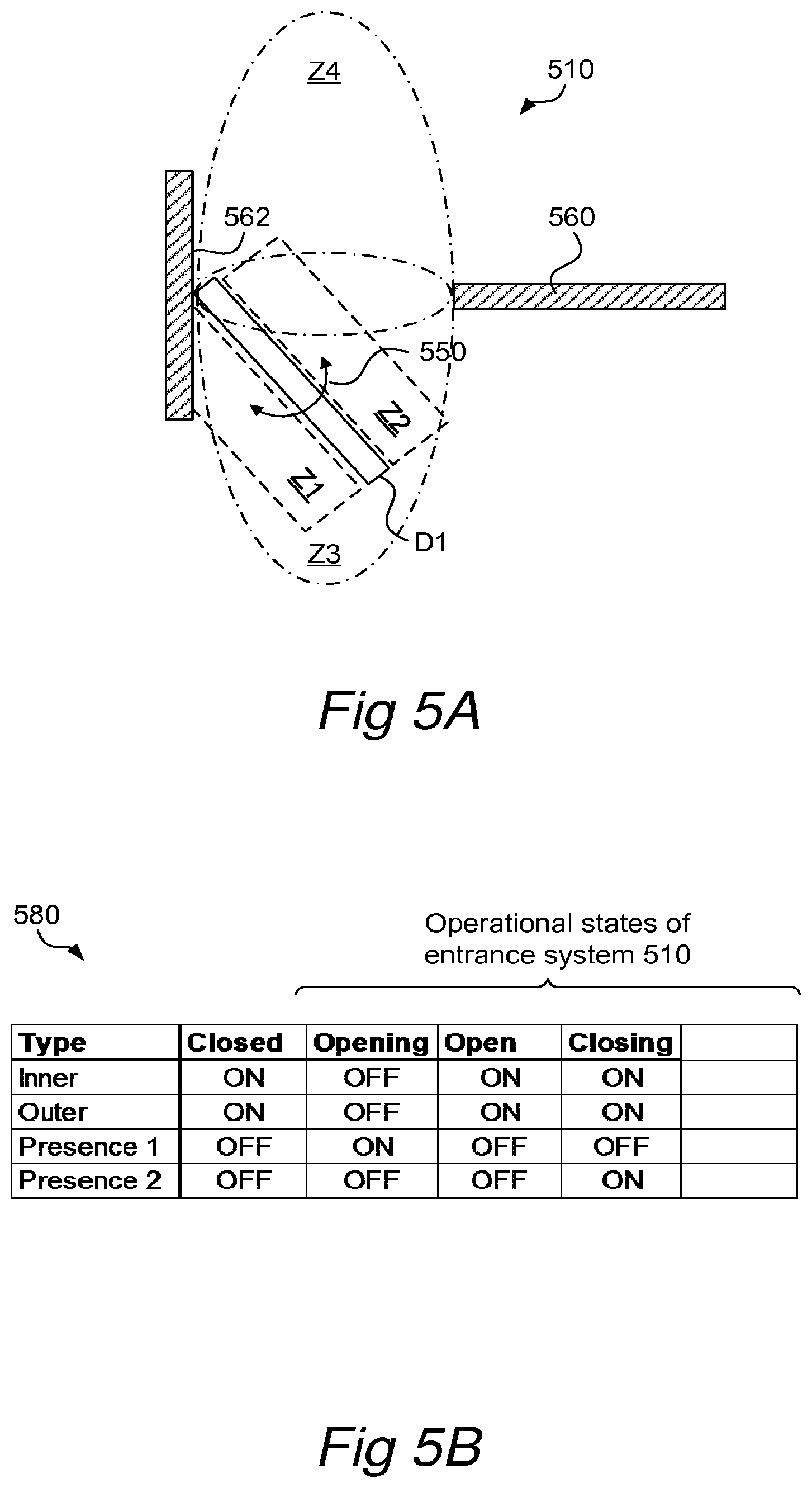 Patent US12129706 Figure 5 – Control arrangement for an entrance system having one or more revolving door movable door members