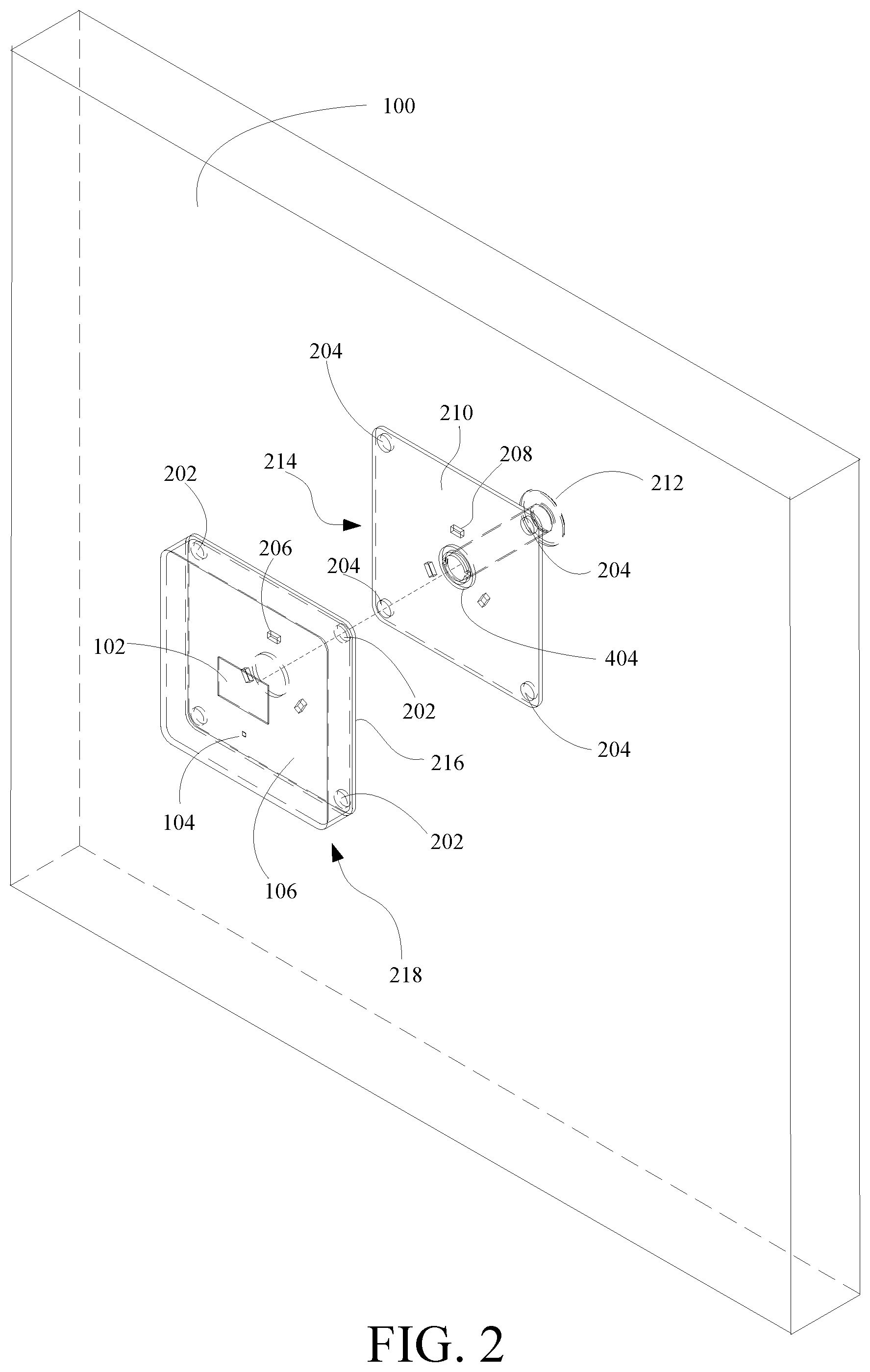 Patent US12129707 Figure 2 – Door peephole viewer camera with wireless connectivity