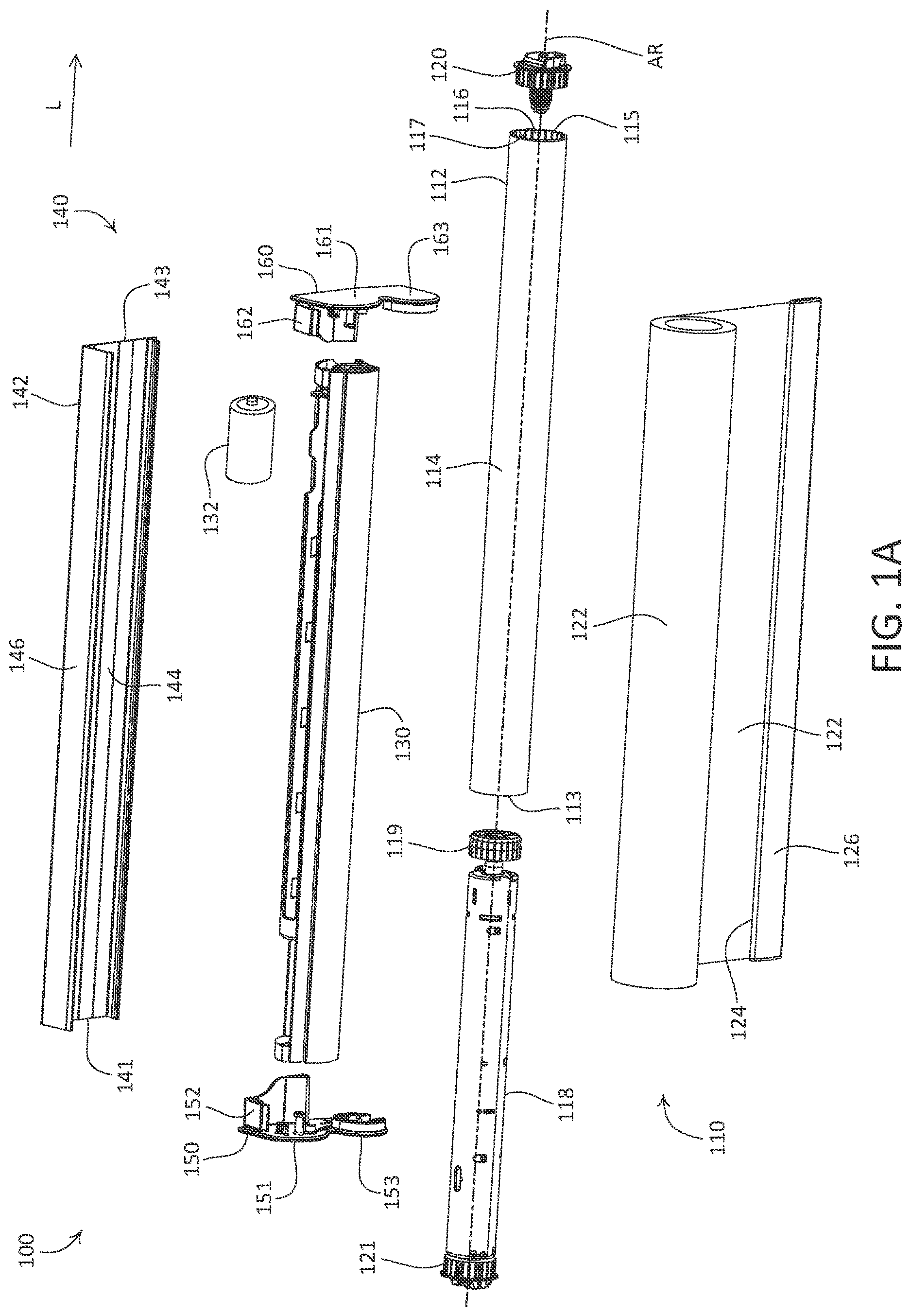 Patent US12129710 Figure 1 – Variable-stiffness roller shade tube