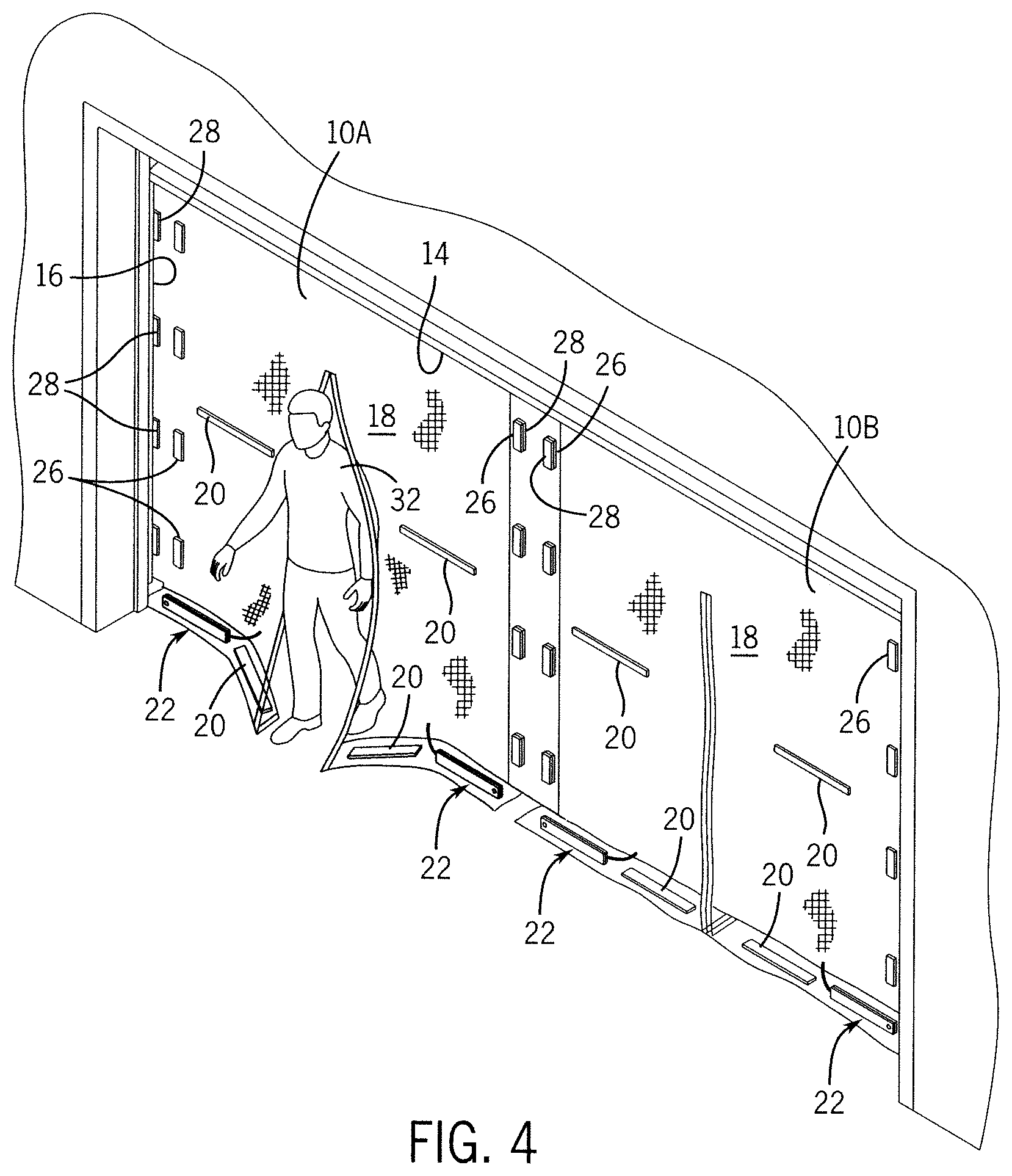 Patent US12129712 Figure 3 – Magnetic garage screen (net) assembly