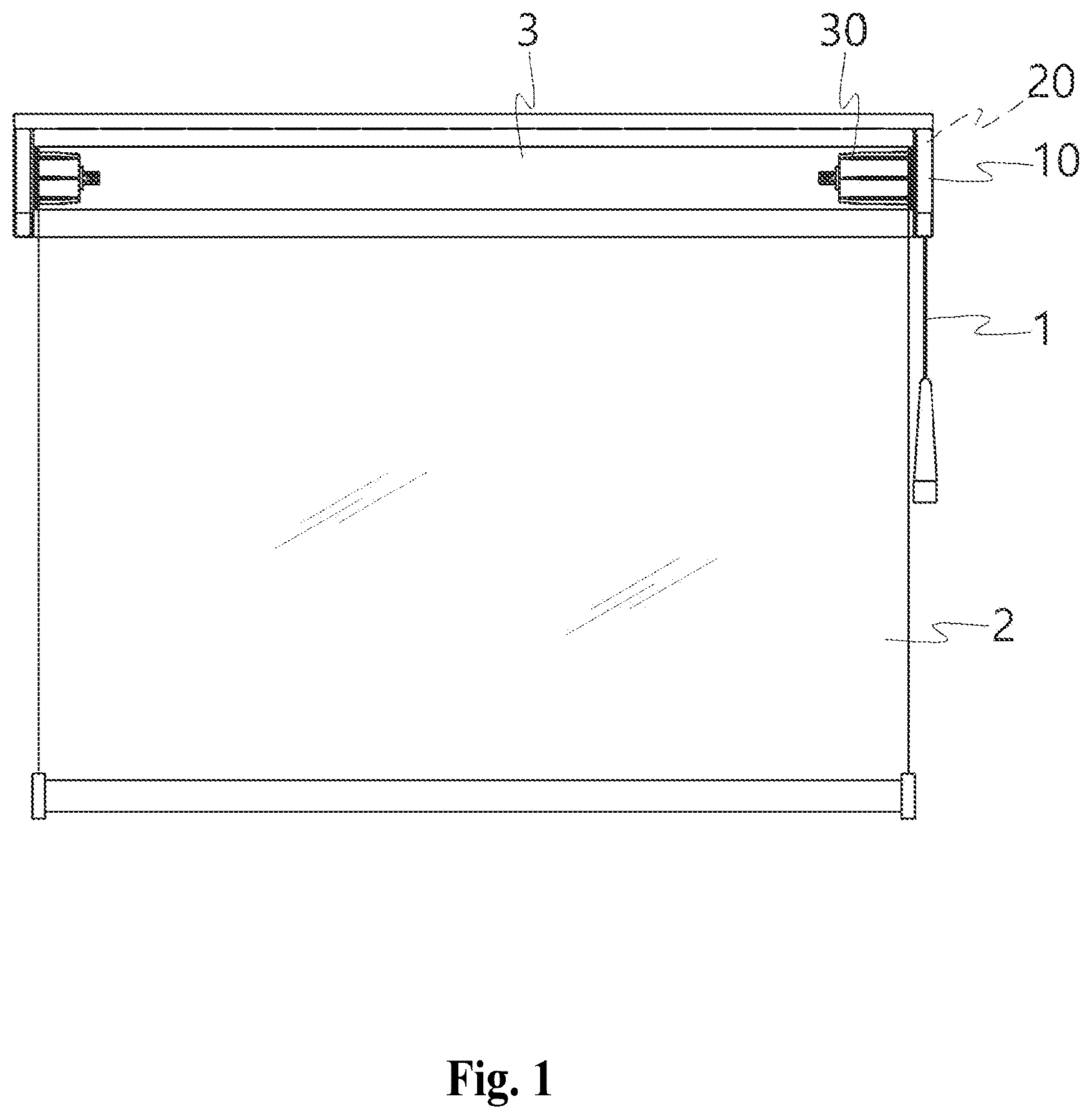 Patent US12129713 Figure 1 – Roller blind drive device operated by single pull cord