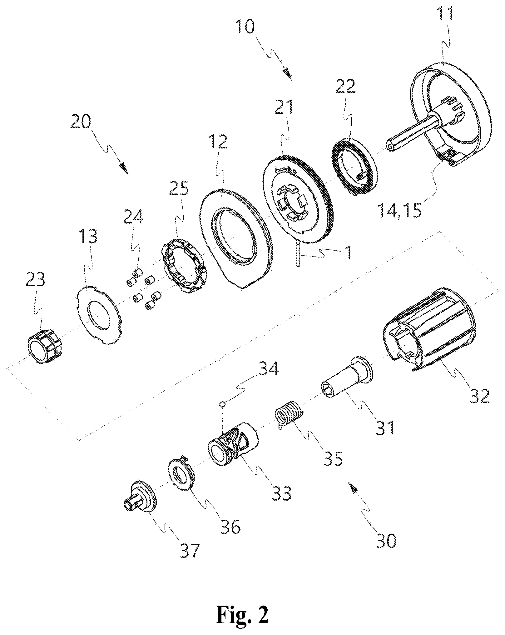 Patent US12129713 Figure 2 – Roller blind drive device operated by single pull cord