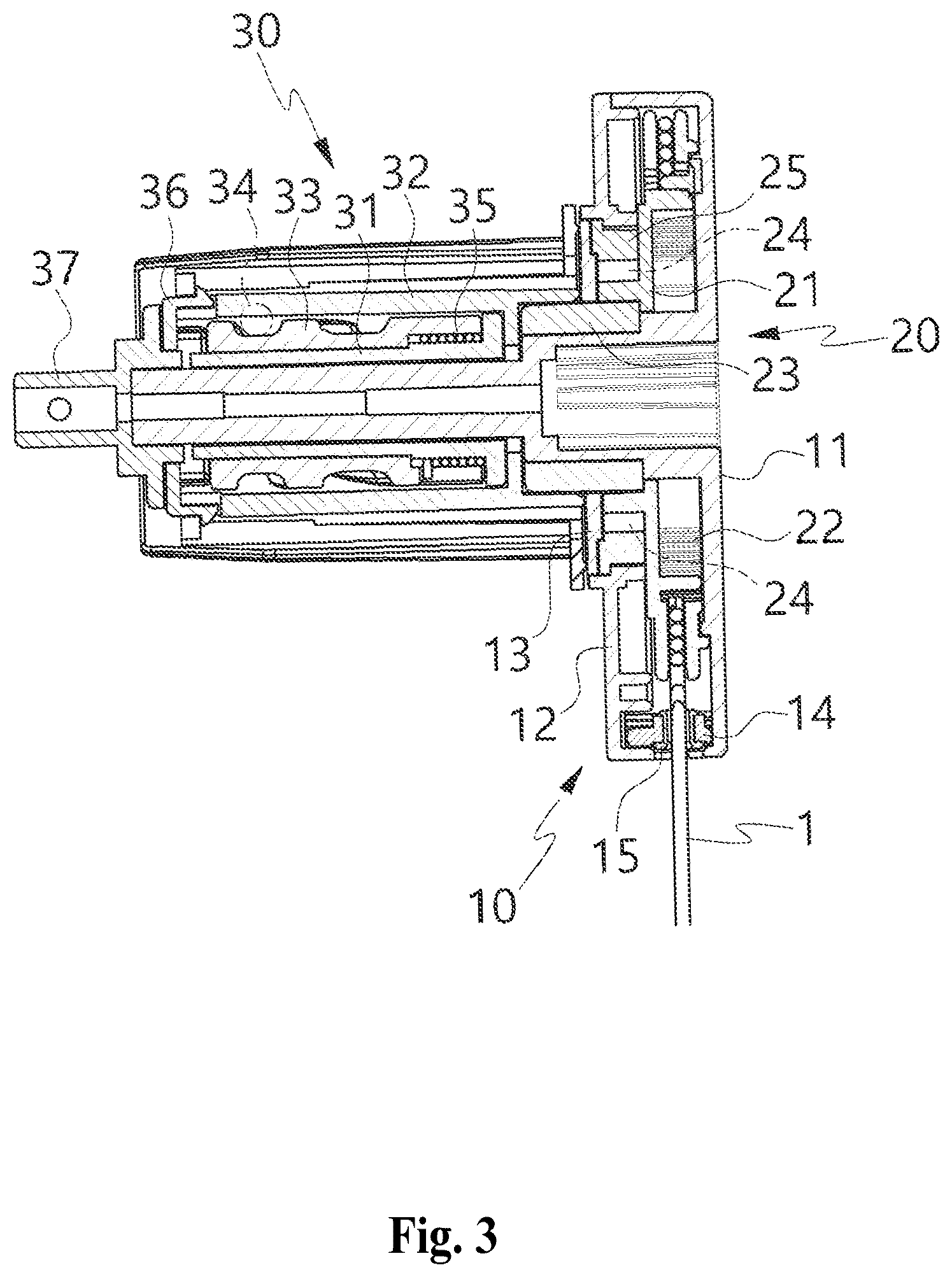 Patent US12129713 Figure 3 – Roller blind drive device operated by single pull cord