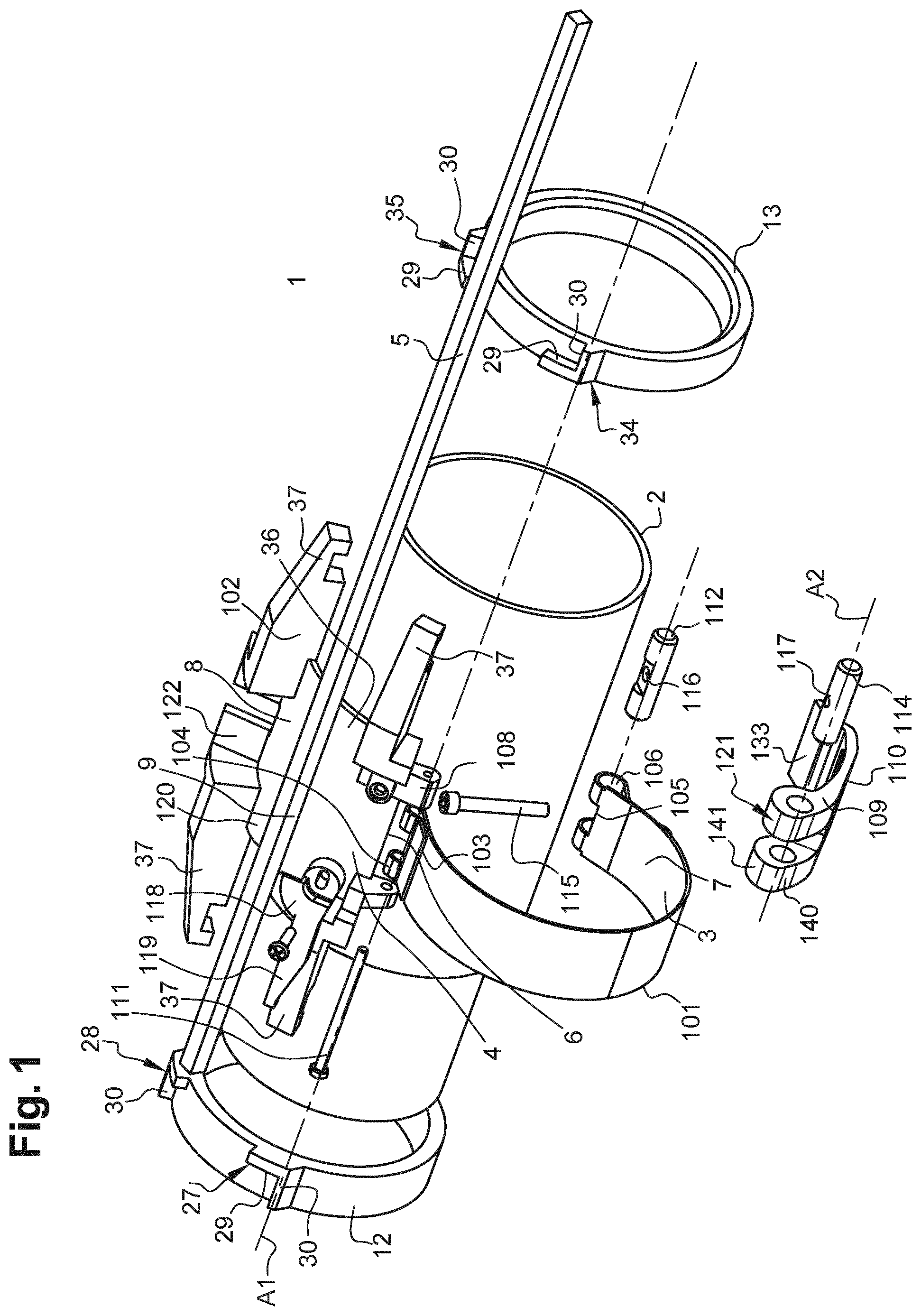 Patent US12129716 Figure 1 – Securing system intended to secure a cable to a tube