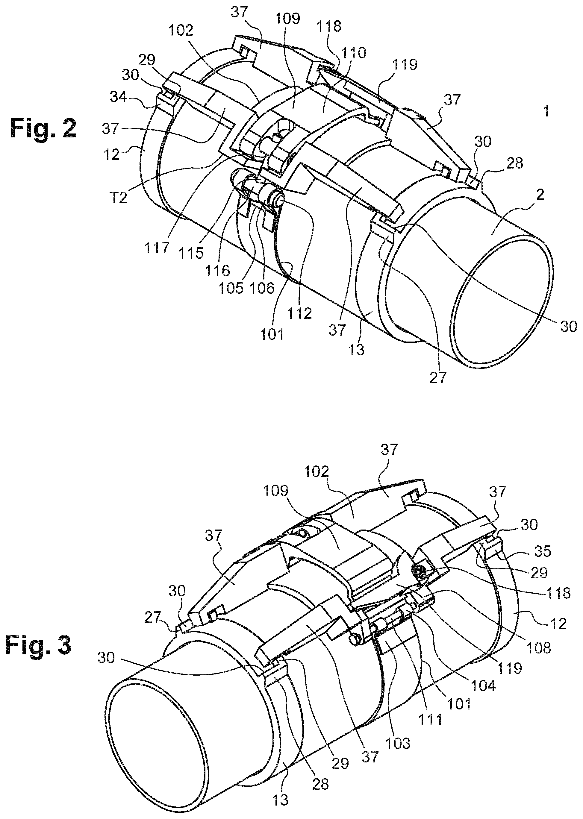 Patent US12129716 Figure 2 – Securing system intended to secure a cable to a tube