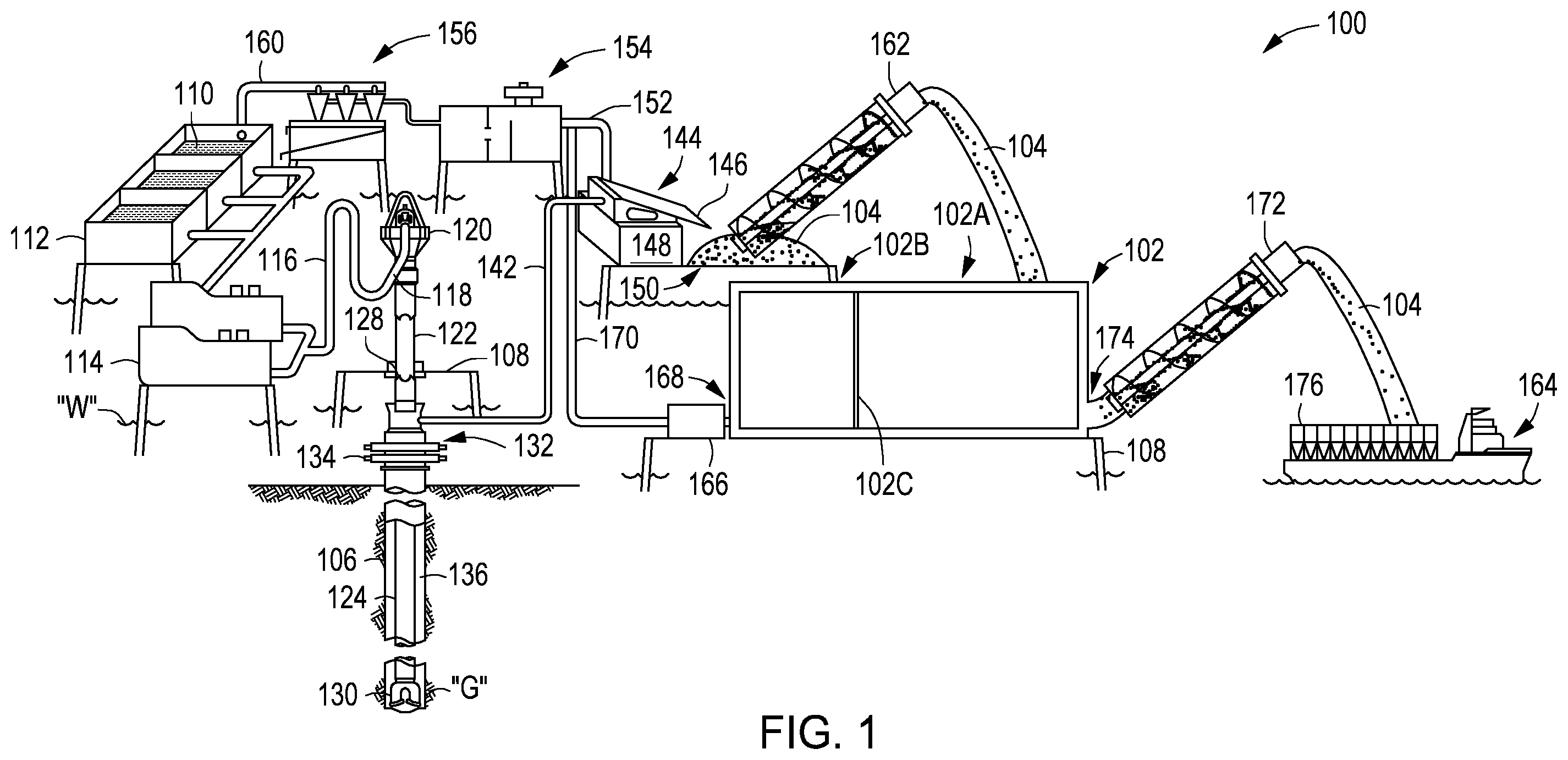 Patent US12129722 Figure 1 – Drill cuttings handling and shipping system