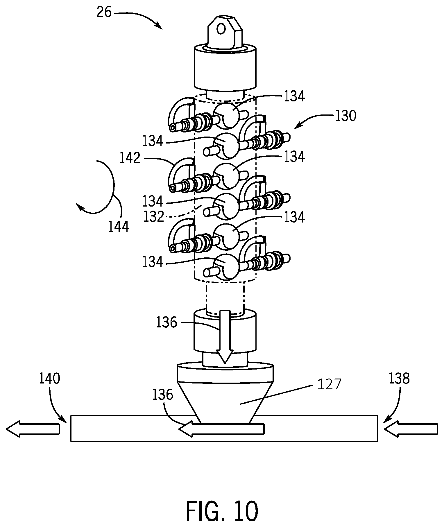 Patent US12129750 Figure 10 – Apparatus and method of disbursing materials into a wellbore