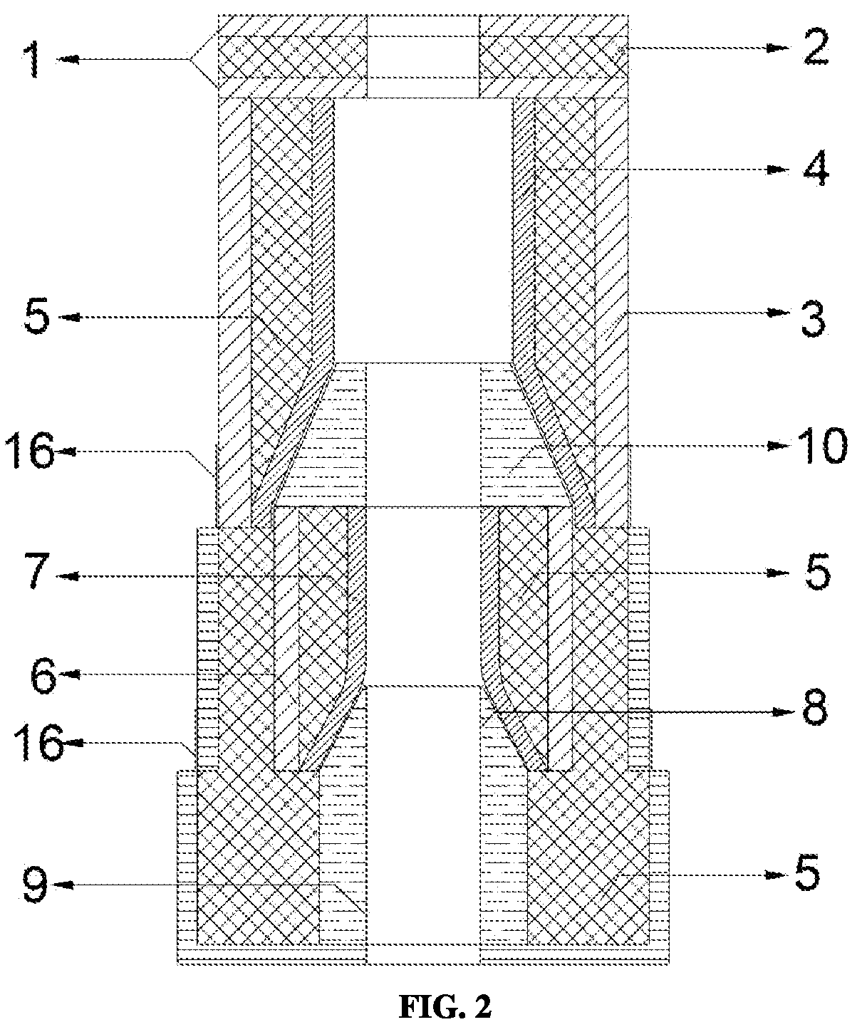 Patent US12129760 Figure 2 – Multi-stage pressure yielding and anti-impact device for anchoring support