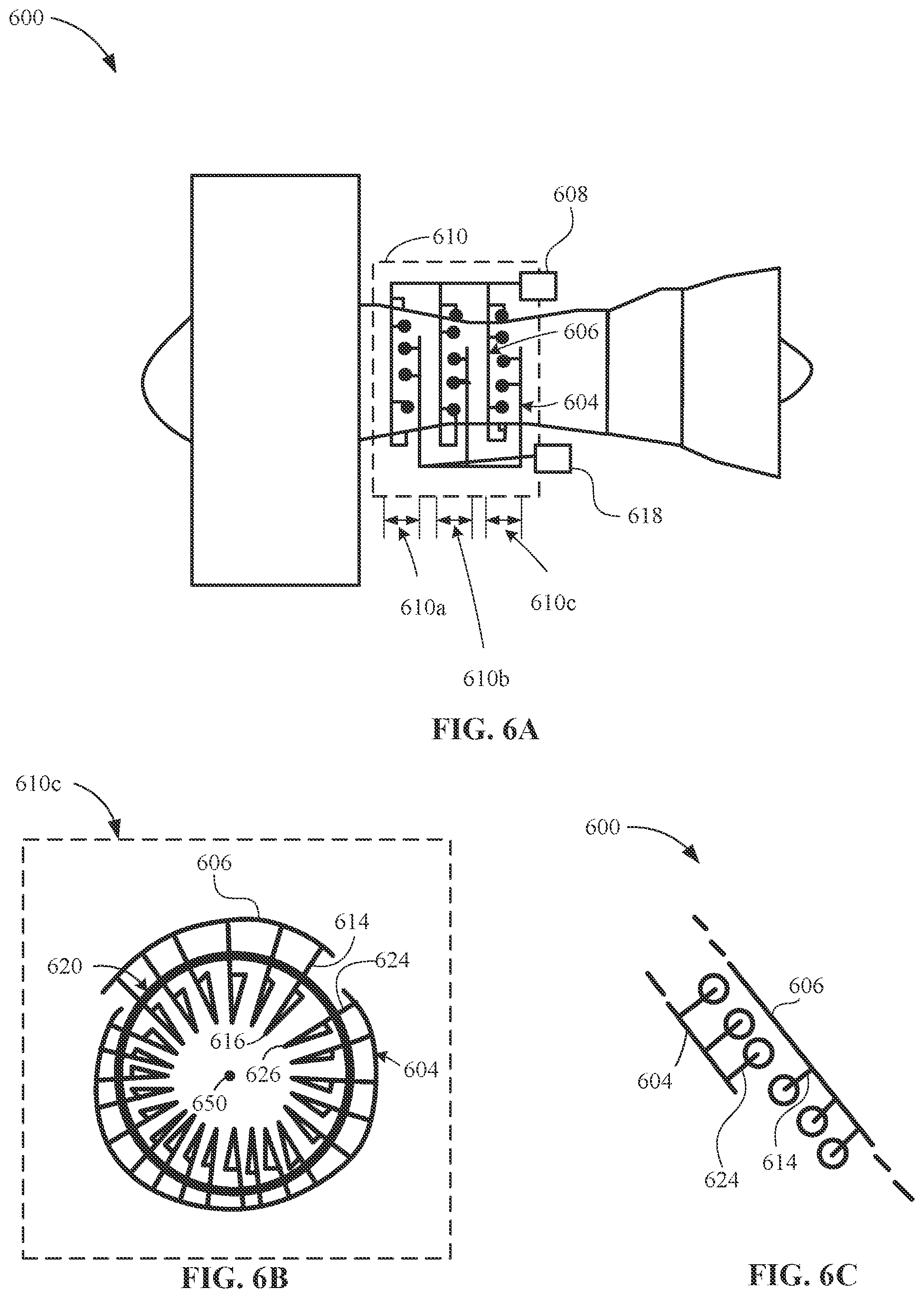 Patent US12129762 Figure 6 – Turbine engine compressor variable geometry system with split actuation