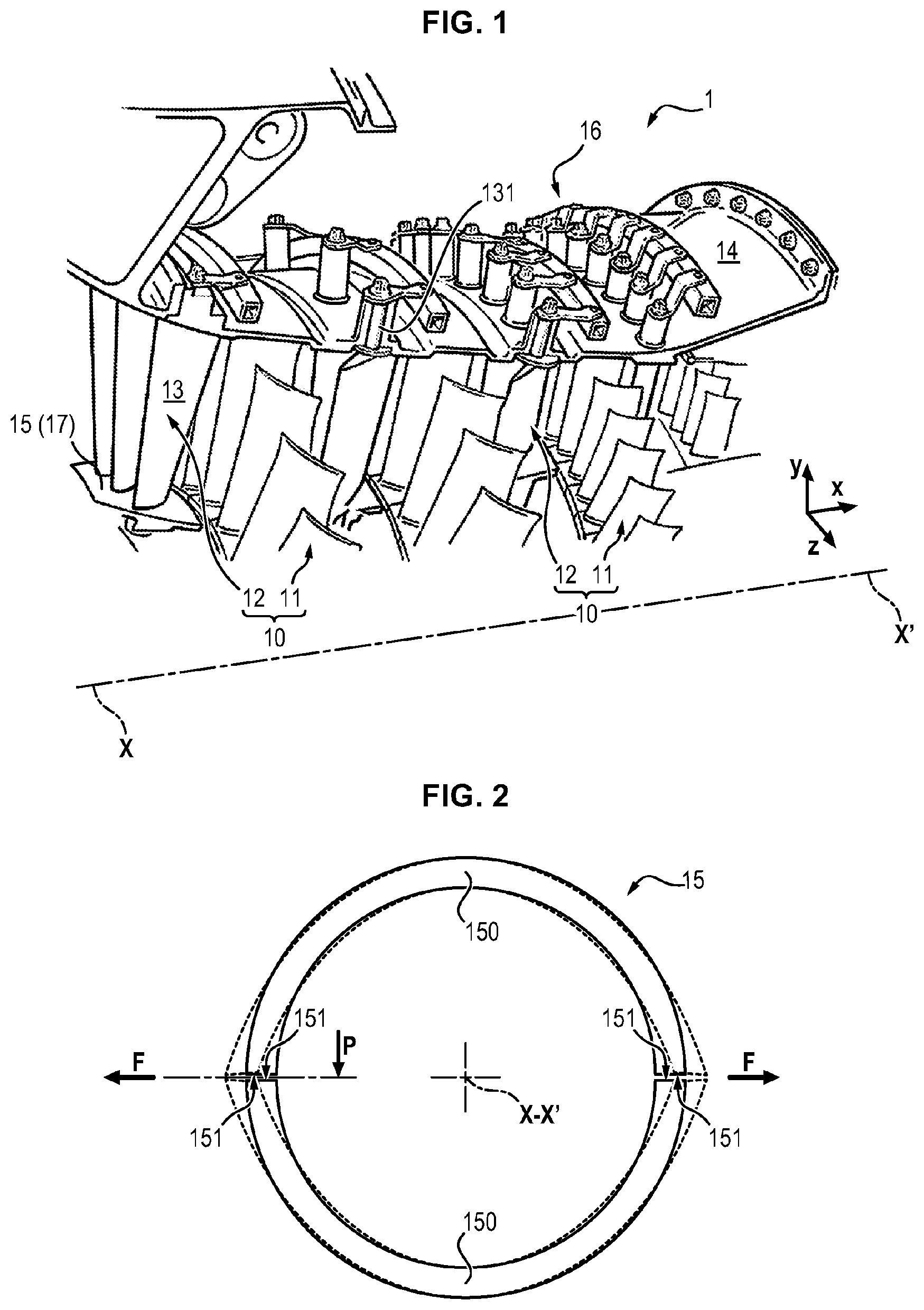 Patent US12129763 Figure 1 – Inner blade support ring of a turbomachine compressor stator
