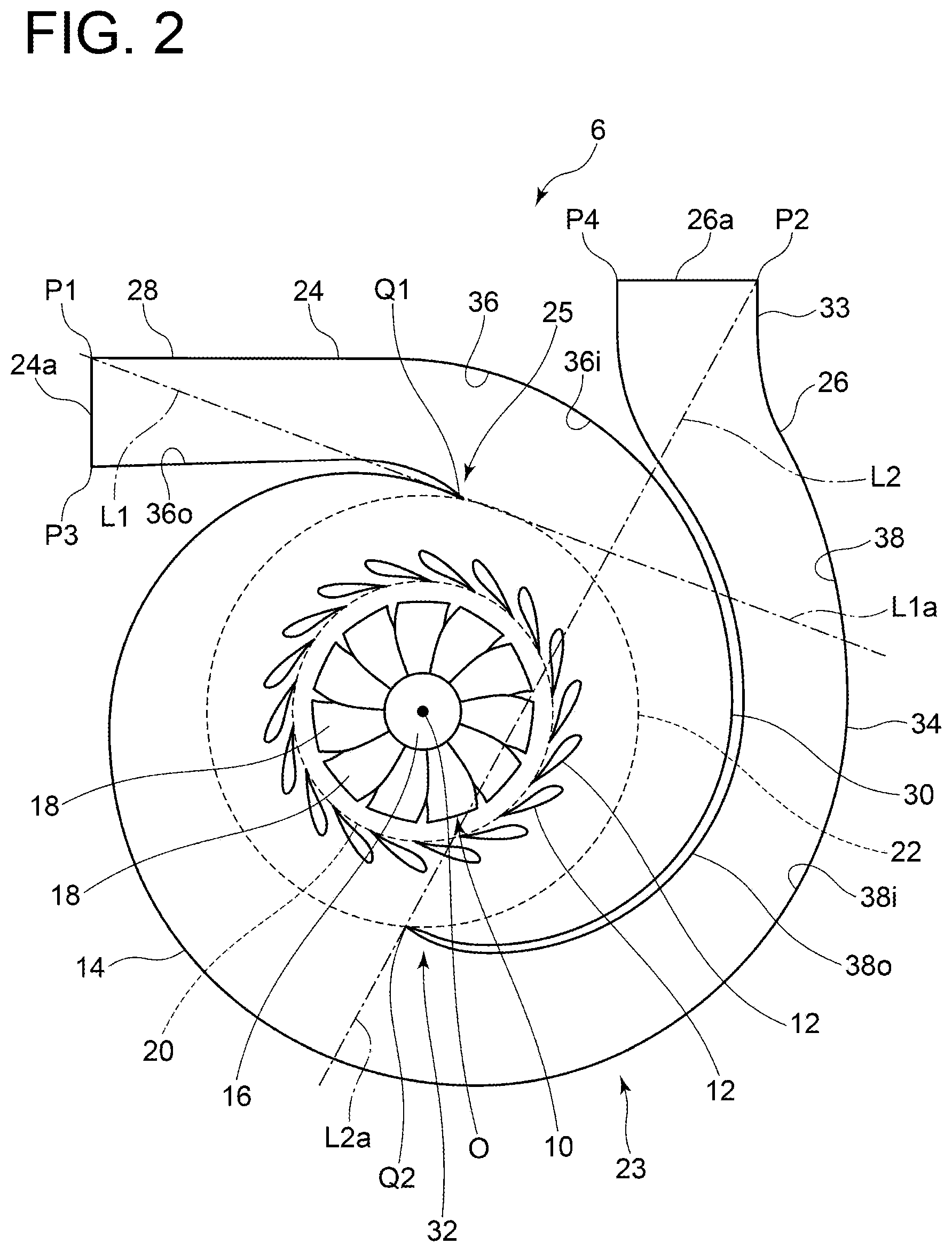Patent US12129764 Figure 2 – Turbocharger gas casing and turbocharger