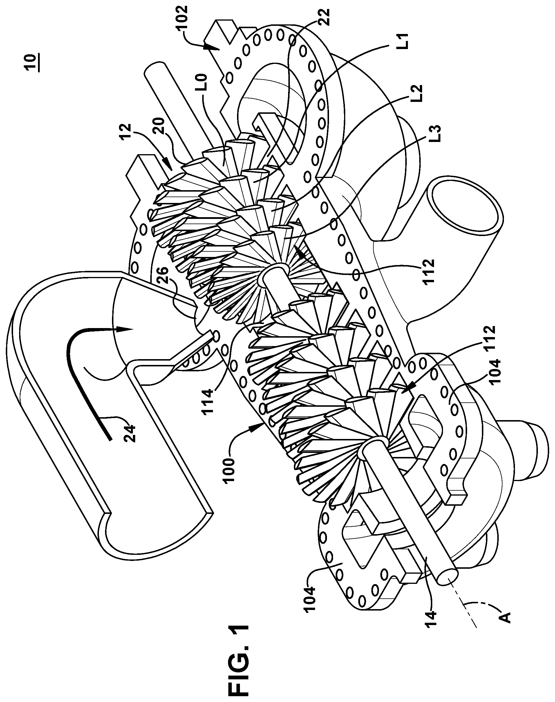 Patent US12129765 Figure 1 – Method and system for component alignment in turbine casing and related turbine casing