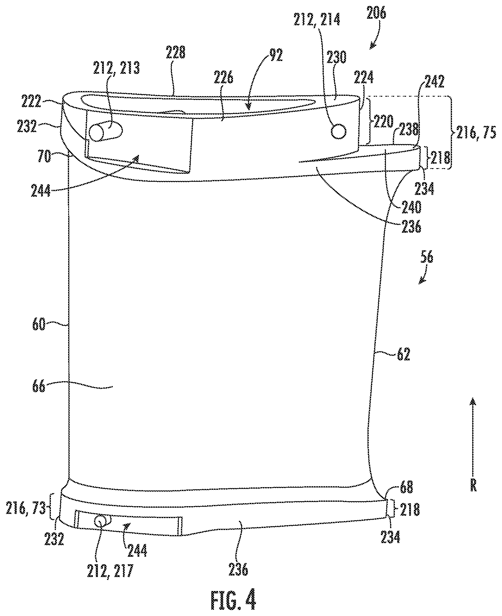 Patent US12129771 Figure 4 – Stator vane assembly having mechanical retention device