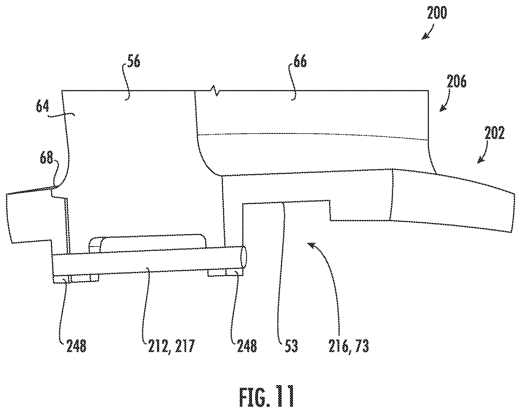 Patent US12129771 Figure 8 – Stator vane assembly having mechanical retention device