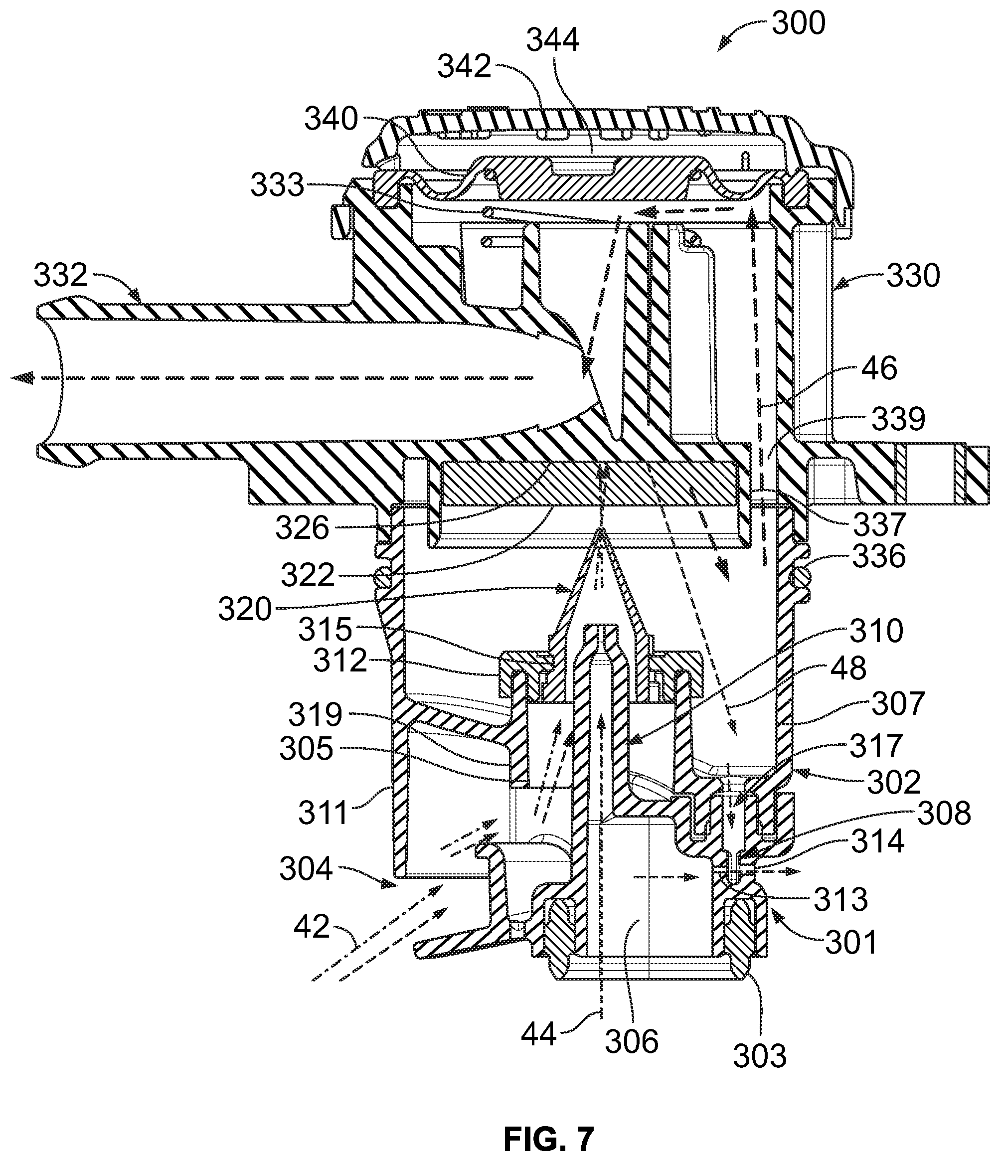 Patent US12129775 Figure 8 – Compressed gas assisted inertial impactor with elastomeric nozzles