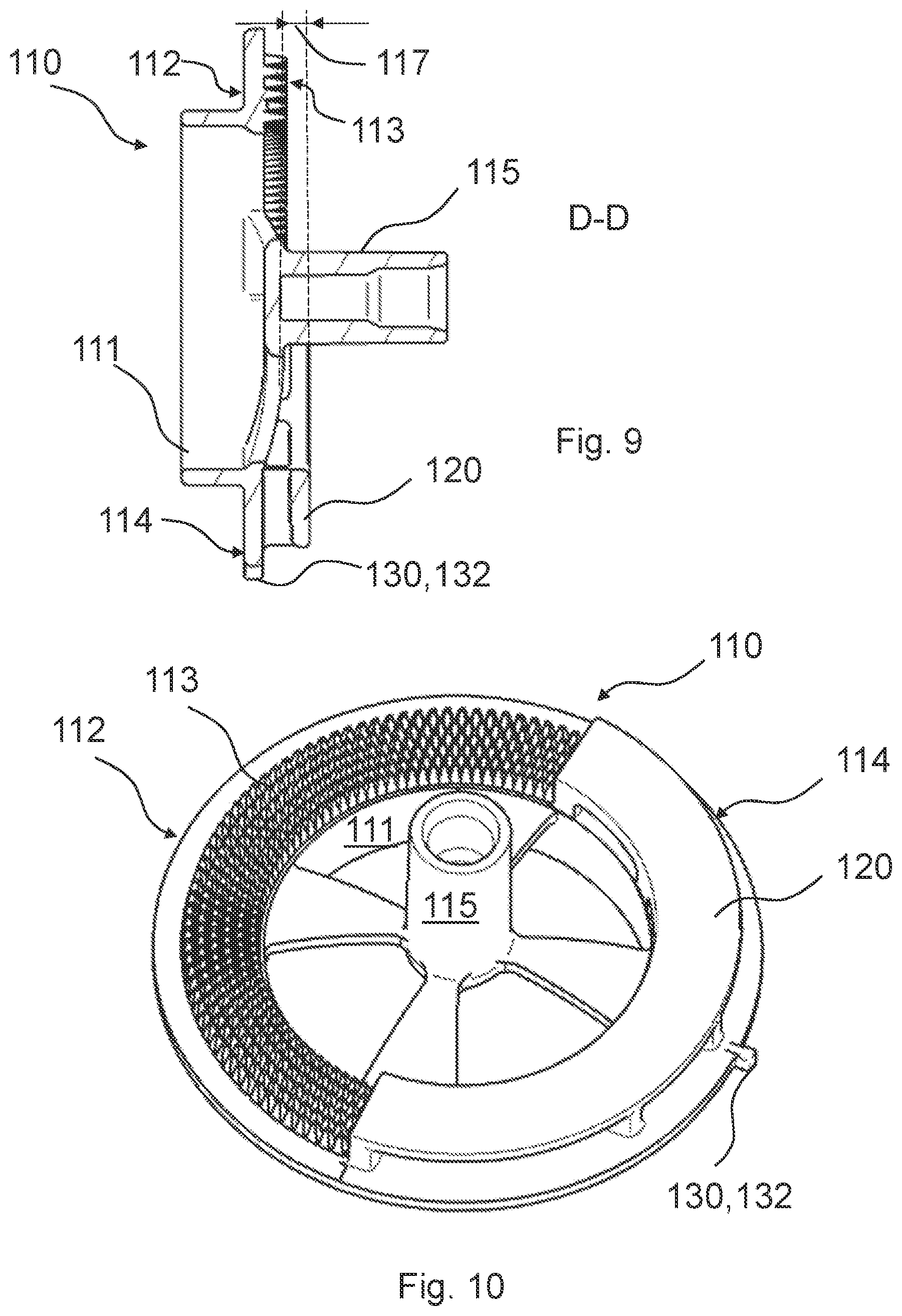 Patent US12129776 Figure 5 – Separator for separating fluid from a gas flow and assembly kit for a separator