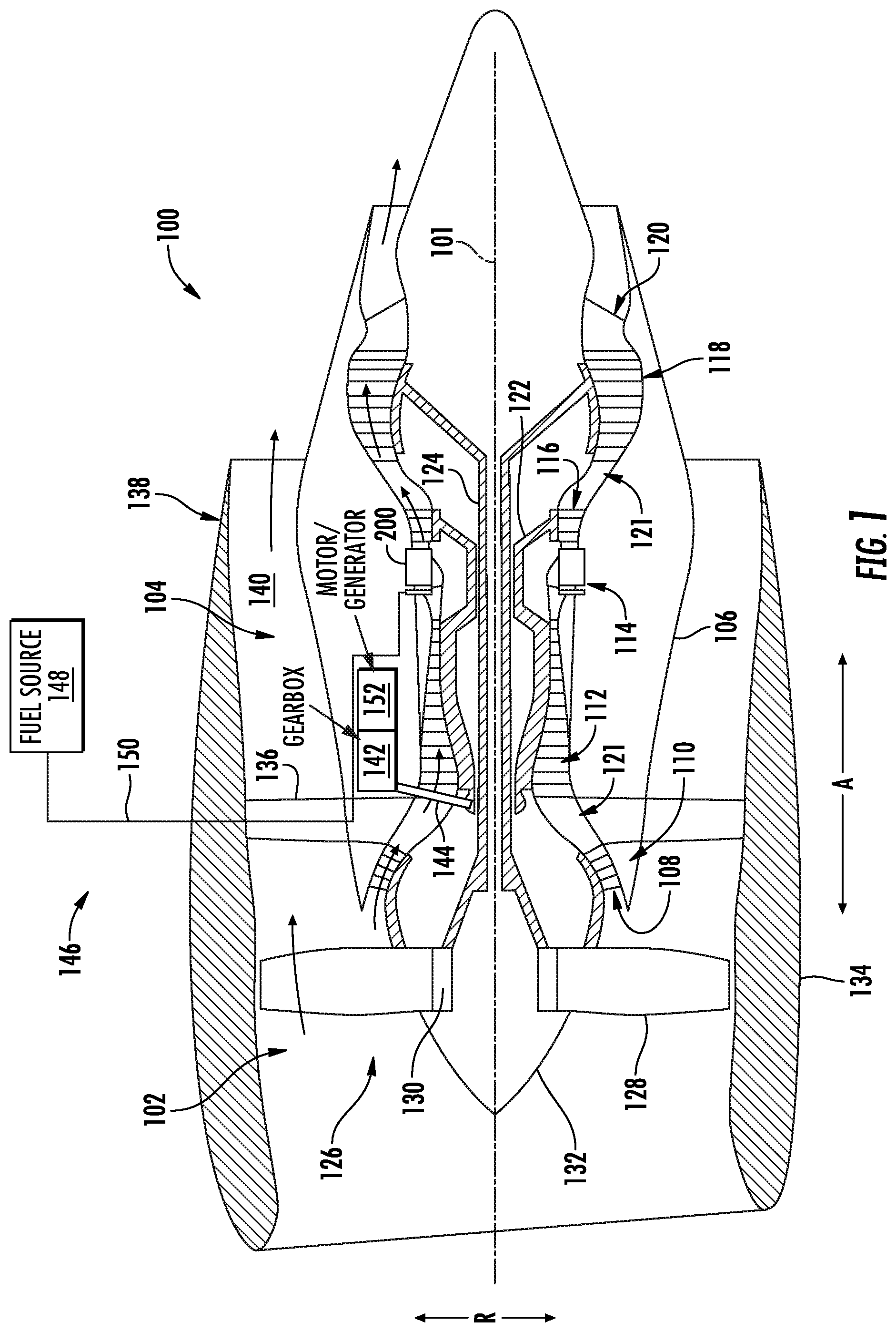 Patent US12129789 Figure 1 – Systems and method of operating a fuel cell assembly, a gas turbine engine, or both