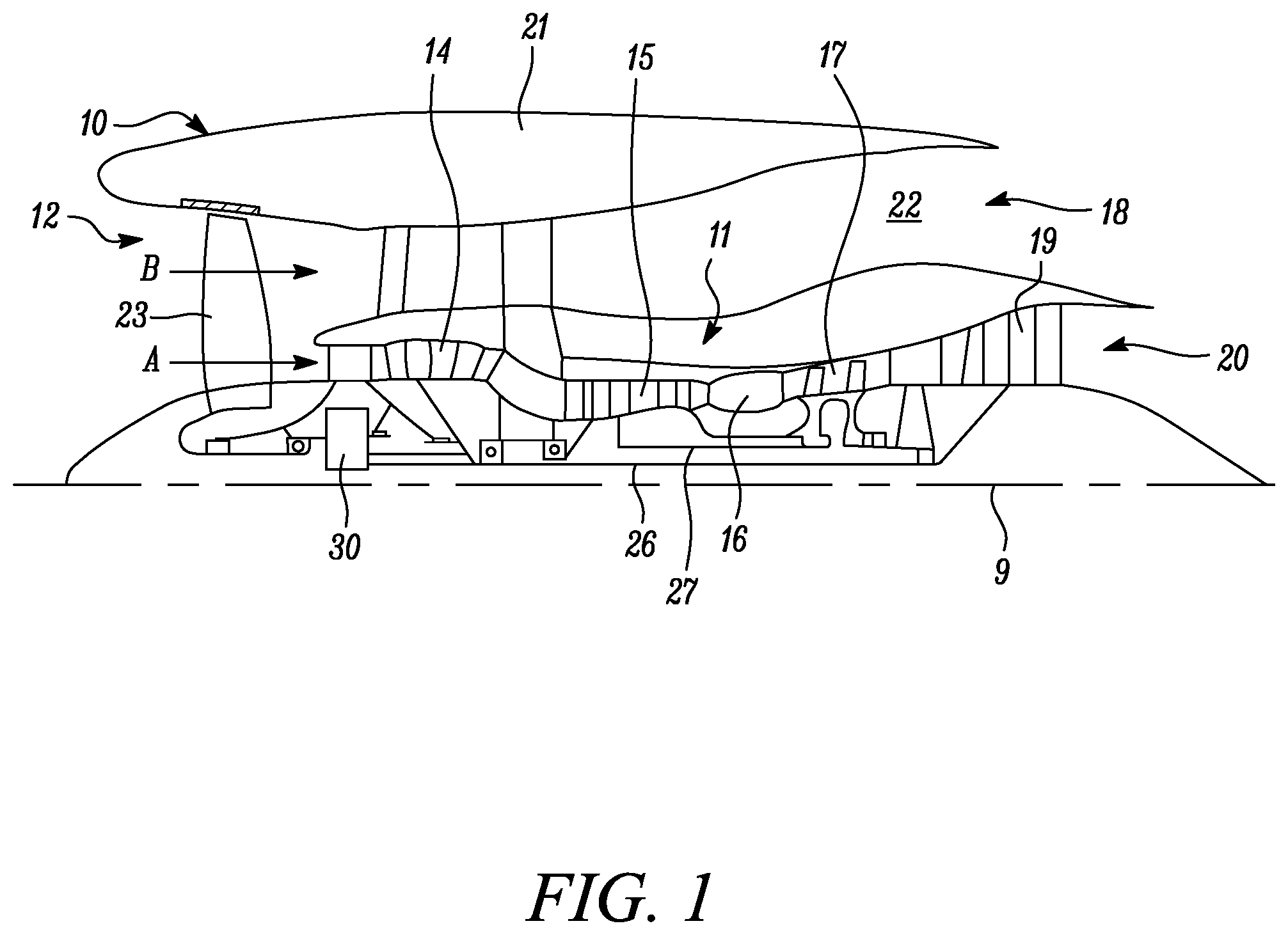 Patent US12129797 Figure 1 – Heat management system for aircraft