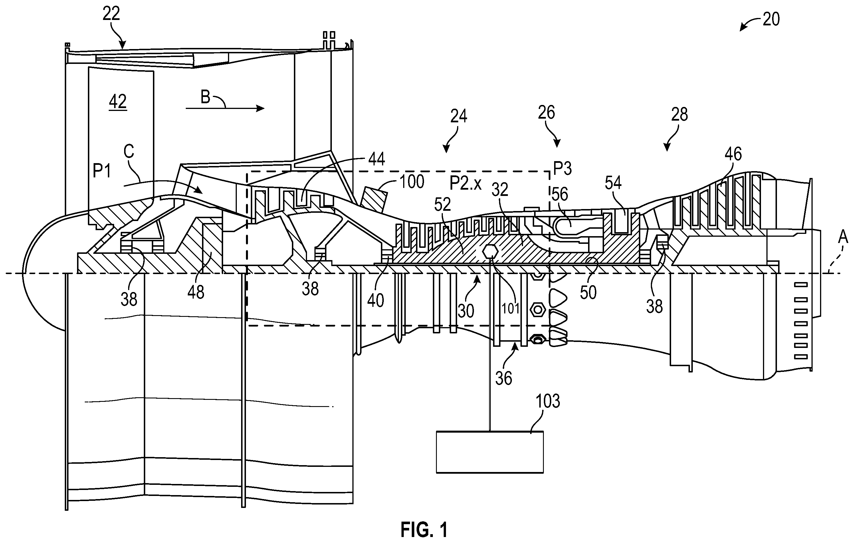Patent US12129804 Figure 1 – Shifted bleed valve modulation detection