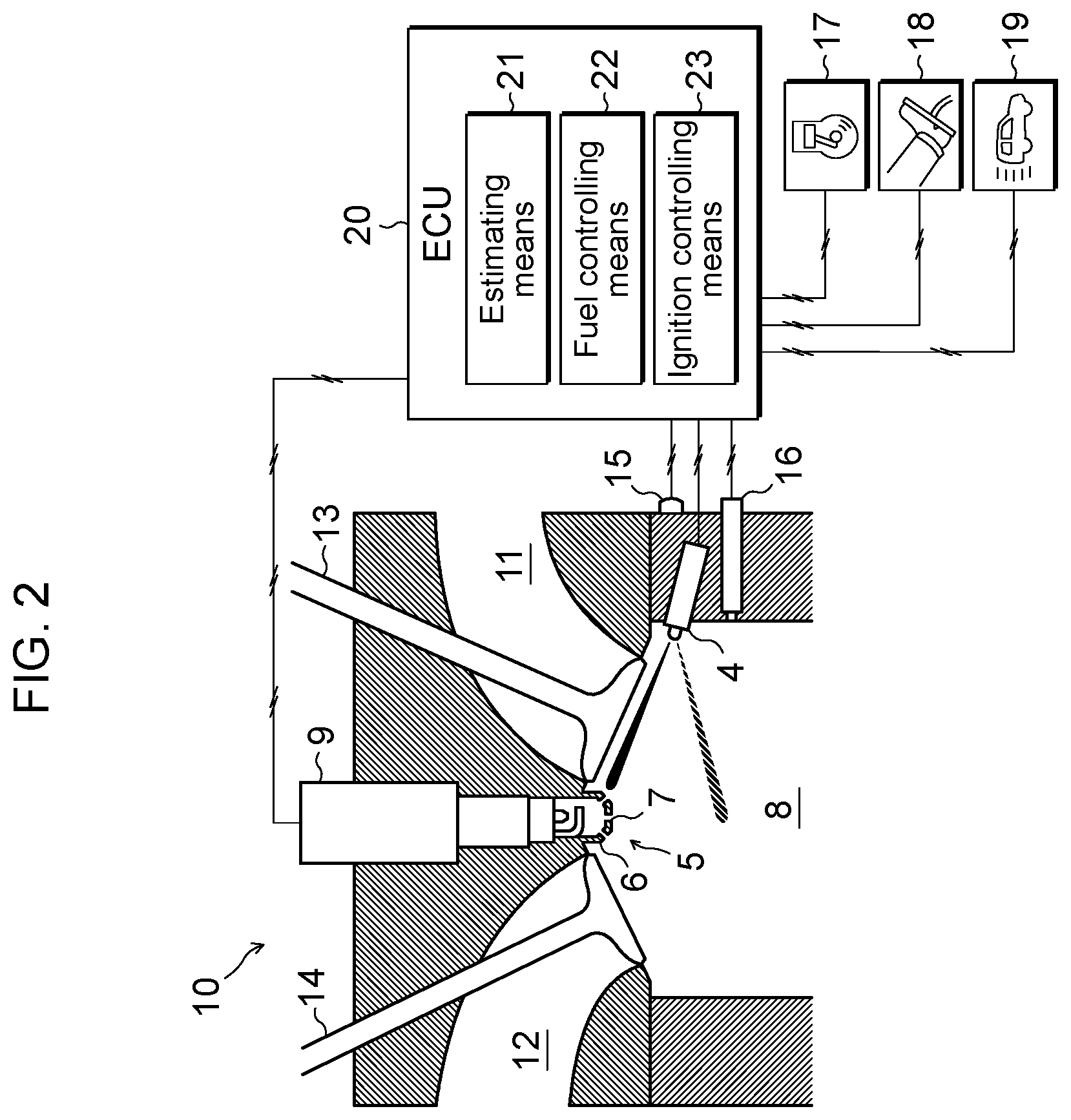 Patent US12129809 Figure 2 – Engine control device