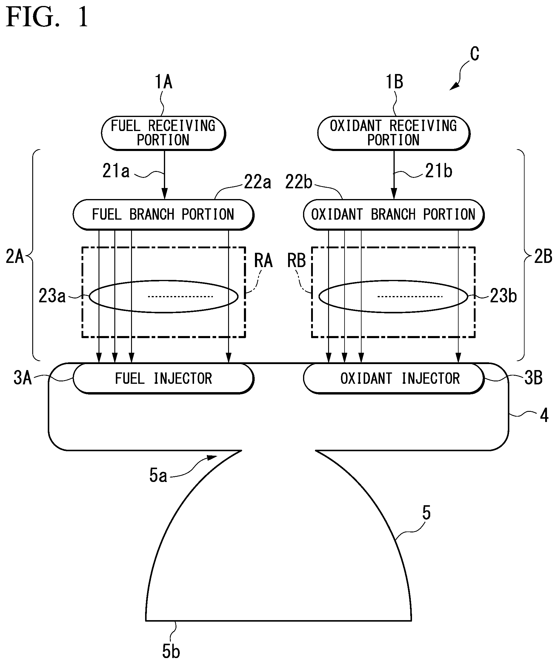 Patent US12129815 — Combustor for rocket engine — Figure 1