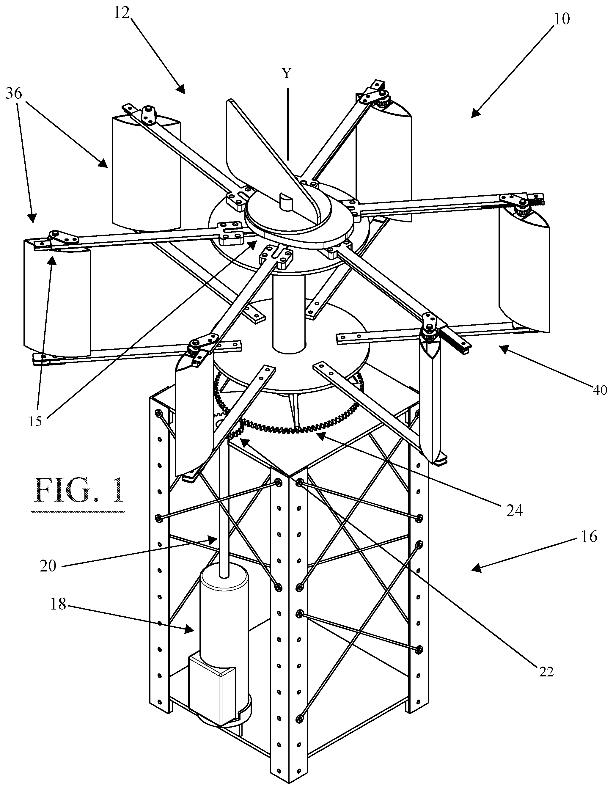 Patent US12129827 Figure 1 – Vertical axis wind turbine