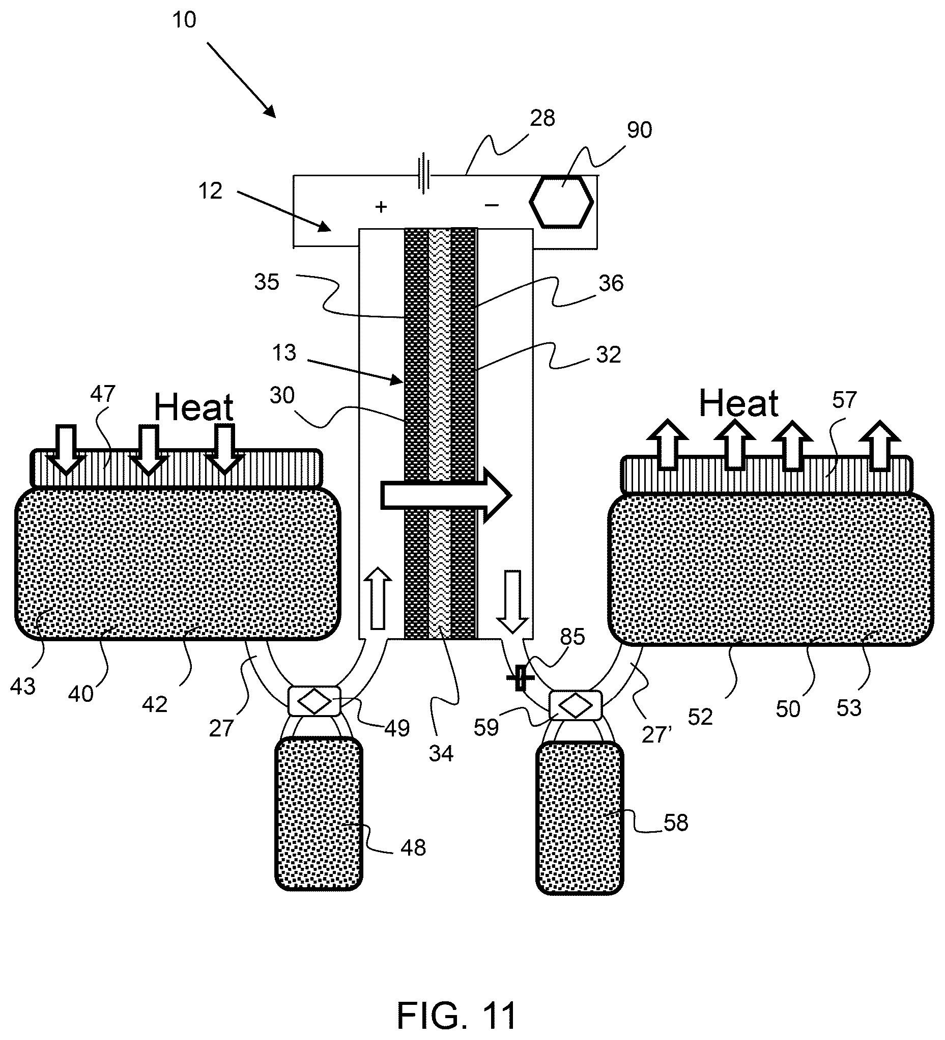 Patent US12129837 Figure 8 – Advanced metal hydride heat transfer system utilizing an electrochemical hydrogen compressor