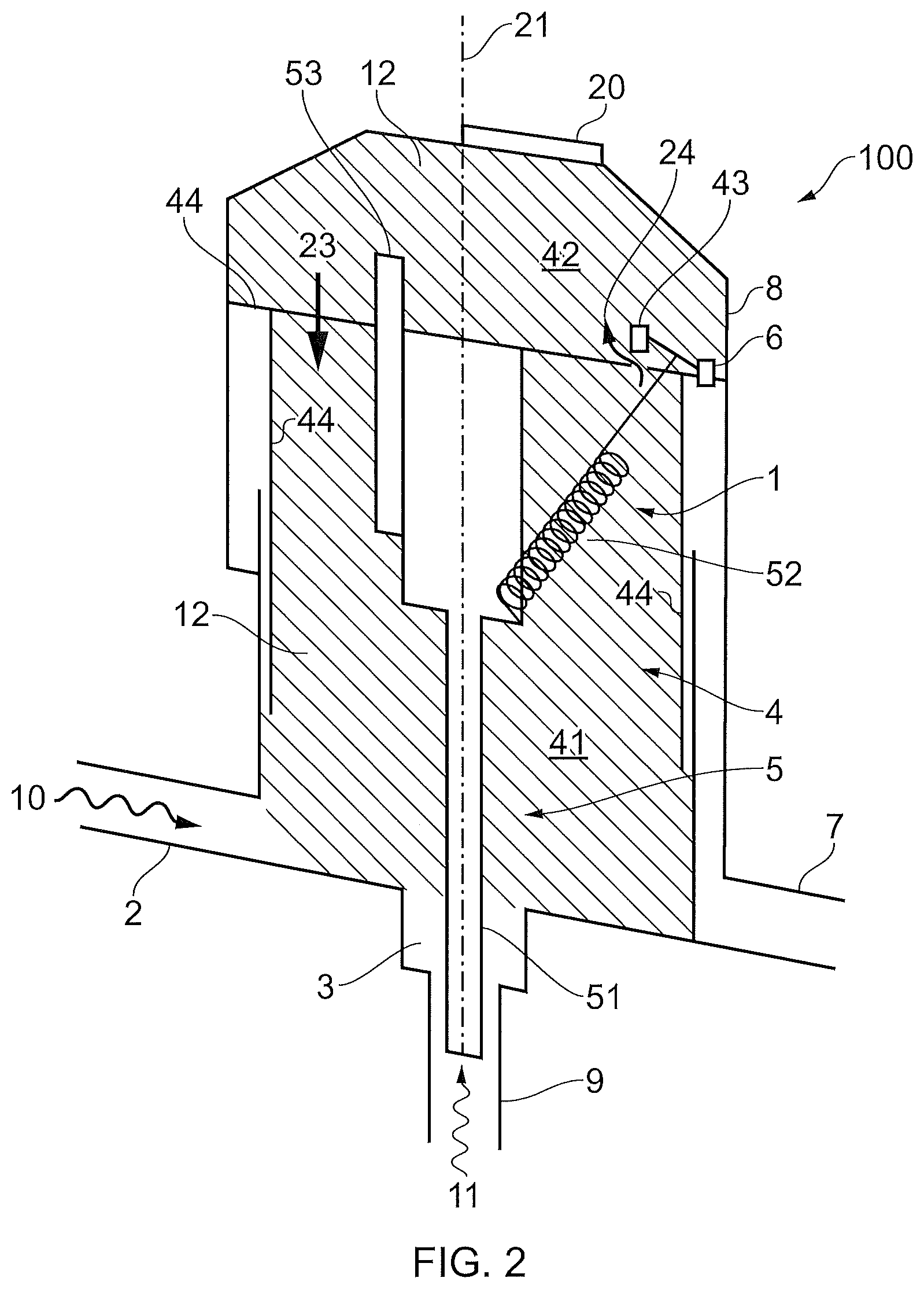 Patent US12129844 Figure 2 – Liquid dispenser comprising piezoelectric detector